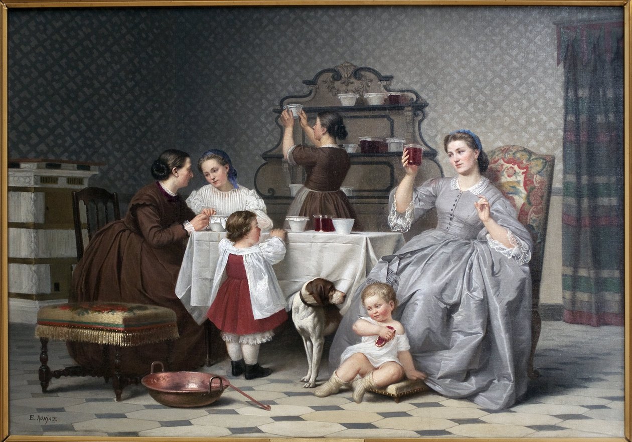 المربى ، كما يقول Le gouter de famille. لوحة ليوجين رونجات (1822-1912) ، زيت على قماش ، حوالي عام 1860. الفن الفرنسي في القرن التاسع عشر. متحف فيينا للفنون الجميلة (إيسير). بواسطة إتيان أنطوان يوجين رونات