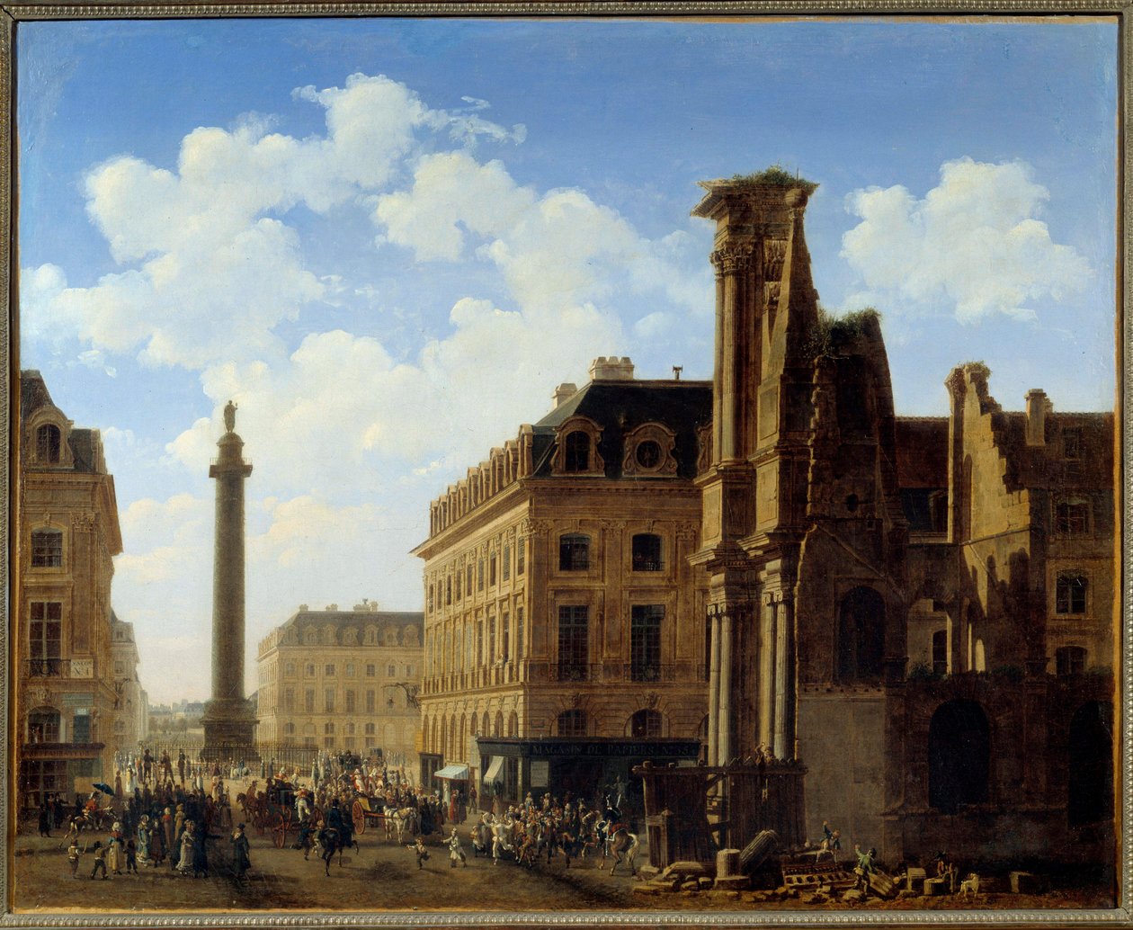 Place Vendome and the street of castiglione with the ruins of the church of the Leafy. Painting by Etienne Bouhot (1780-1862) 1808 Sun. 0,81x0,99 m Paris, Musee Carnavalet بواسطة إتيان بوحوت