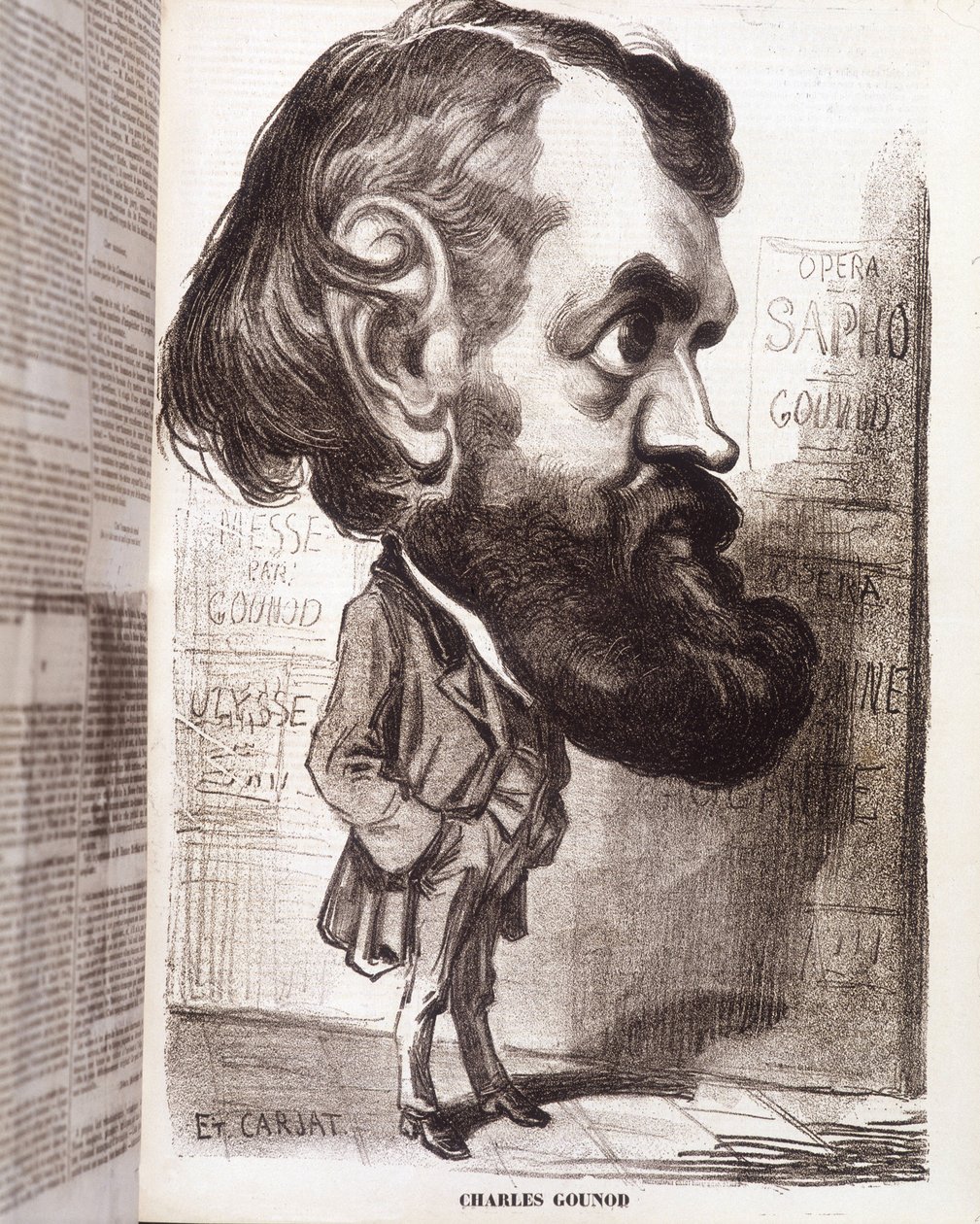 رسم كاريكاتوري للملحن تشارلز جونود (1818-1893) لإتيان كارجات ، في القرن التاسع عشر. بواسطة إتيان كارات
