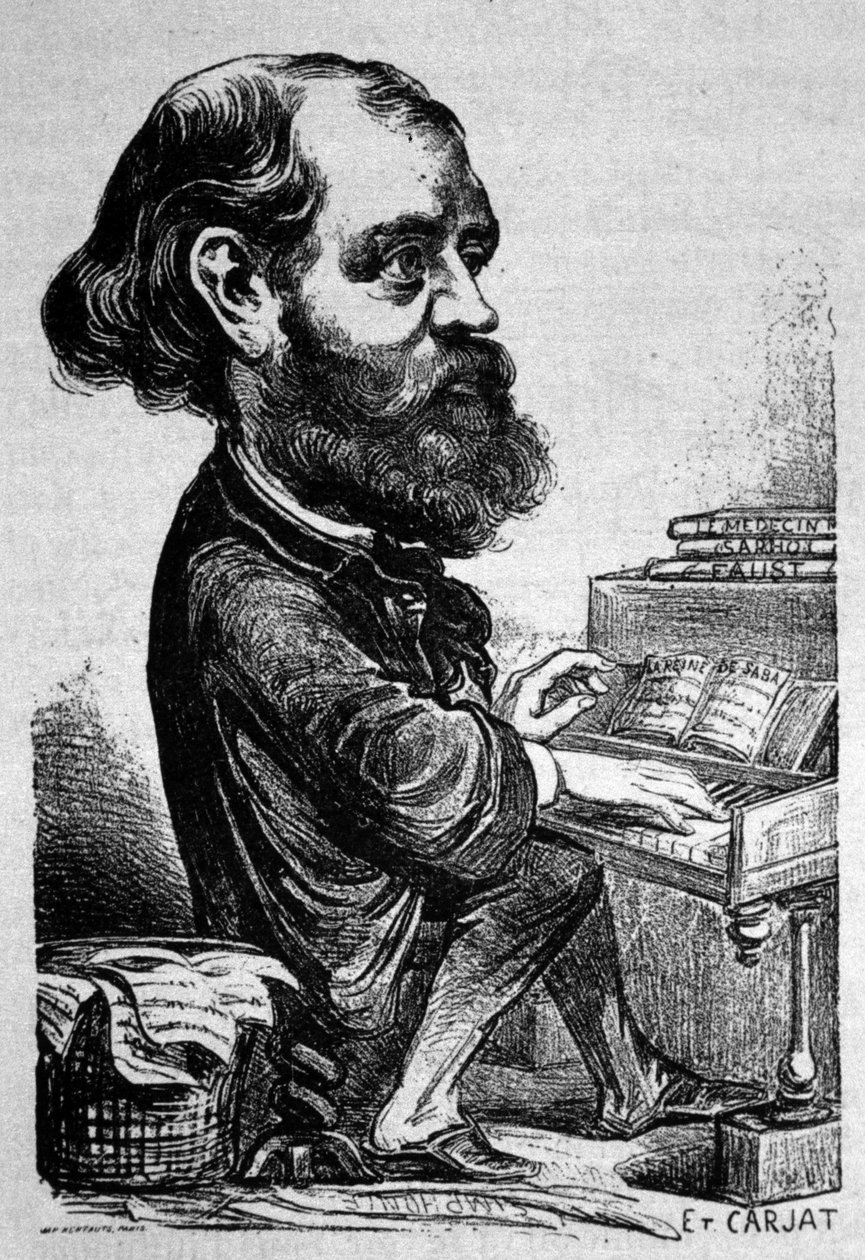 تشارلز جونود (1818-1893) ، مؤلف موسيقي فرنسي ، رسم كاريكاتوري لإتيان كارجات. بواسطة إتيان كارات