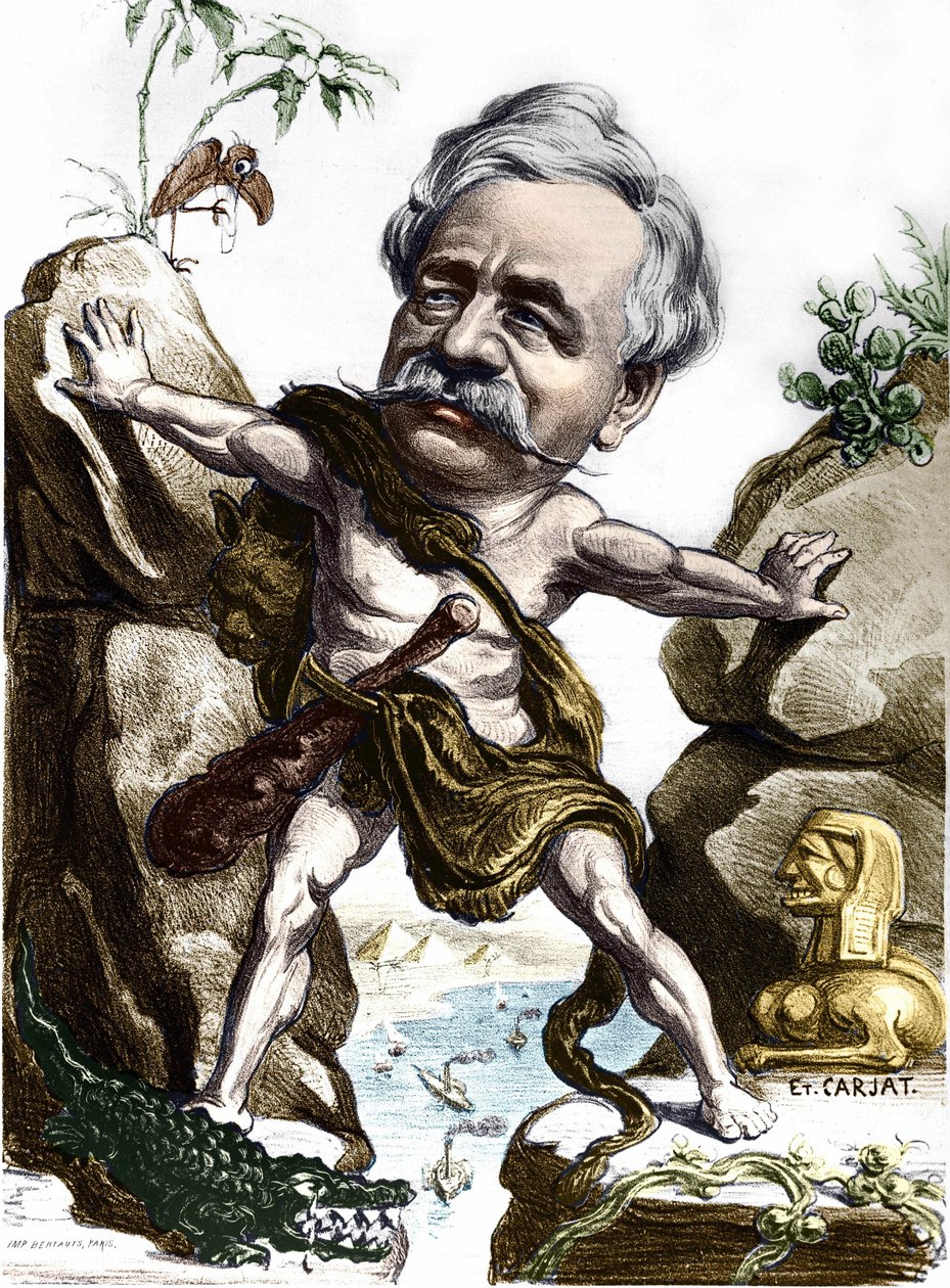 Ferdinand de Lesseps (1805-1894), French diplomat and administrator at the Suez Canal. Carjat caricature. بواسطة إتيان كارات