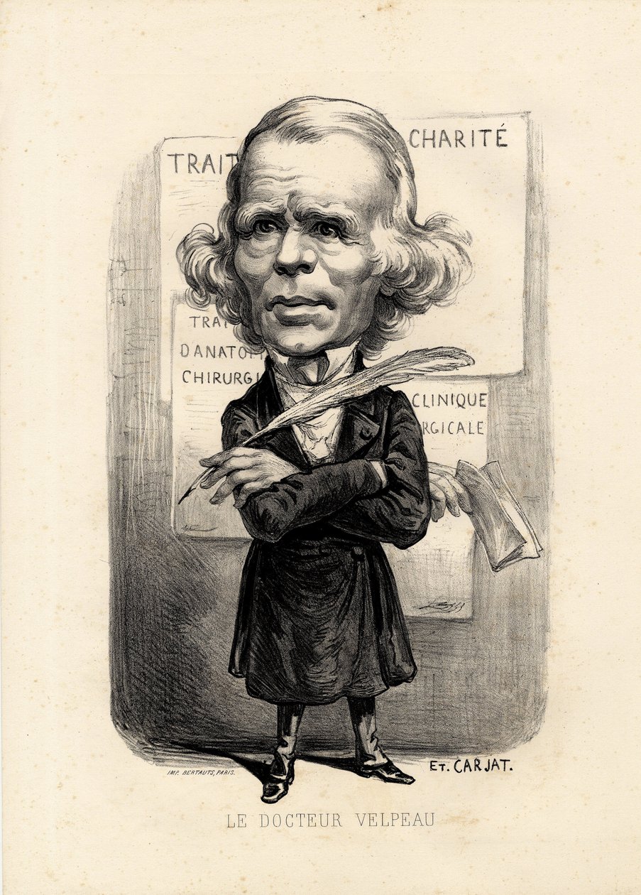 feuille volante - رسم إيتيين كارجات (1826-1906): الطب ، الطب ، سانتي ، شاريت ، علم التشريح ، عرض الملصقات - الجراح ، فيلبو ألفريد (1795-1867) بواسطة إتيان كارات