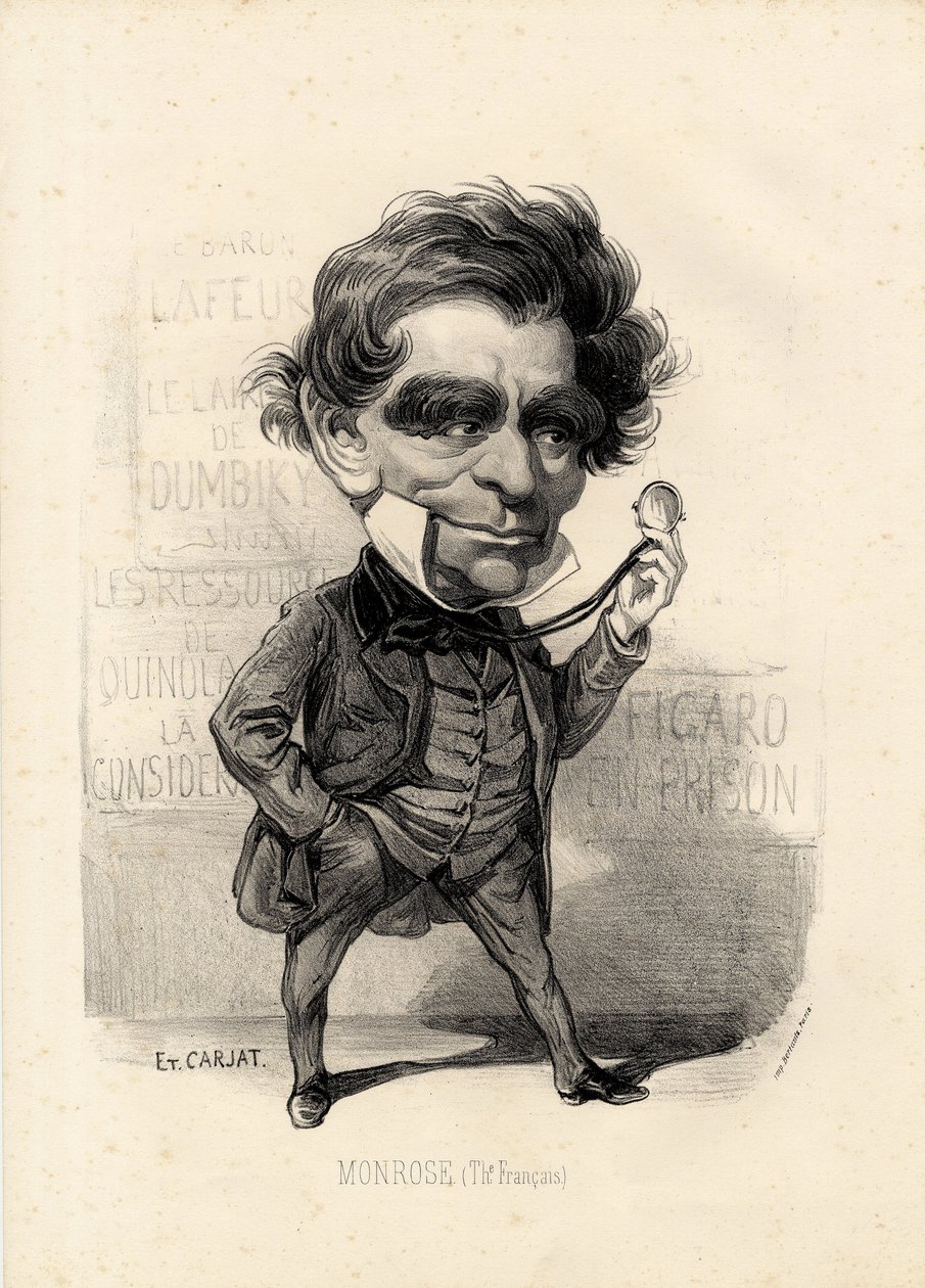 flying leaf - Illustration by Etienne Carjat (1826-1906): Theatre - Monrose Antoine-Martial Louis Barizain, Louis Monrose (1811-1883) بواسطة إتيان كارات