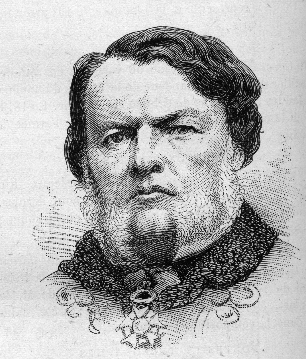 صورة لأوغست جوجيرد (1827-1886) ، سياسي فرنسي. نقش بوكور في "" Le Monde Illustré "" رقم 1287 بتاريخ 26 نوفمبر بواسطة إتيان غابرييل بوكورت