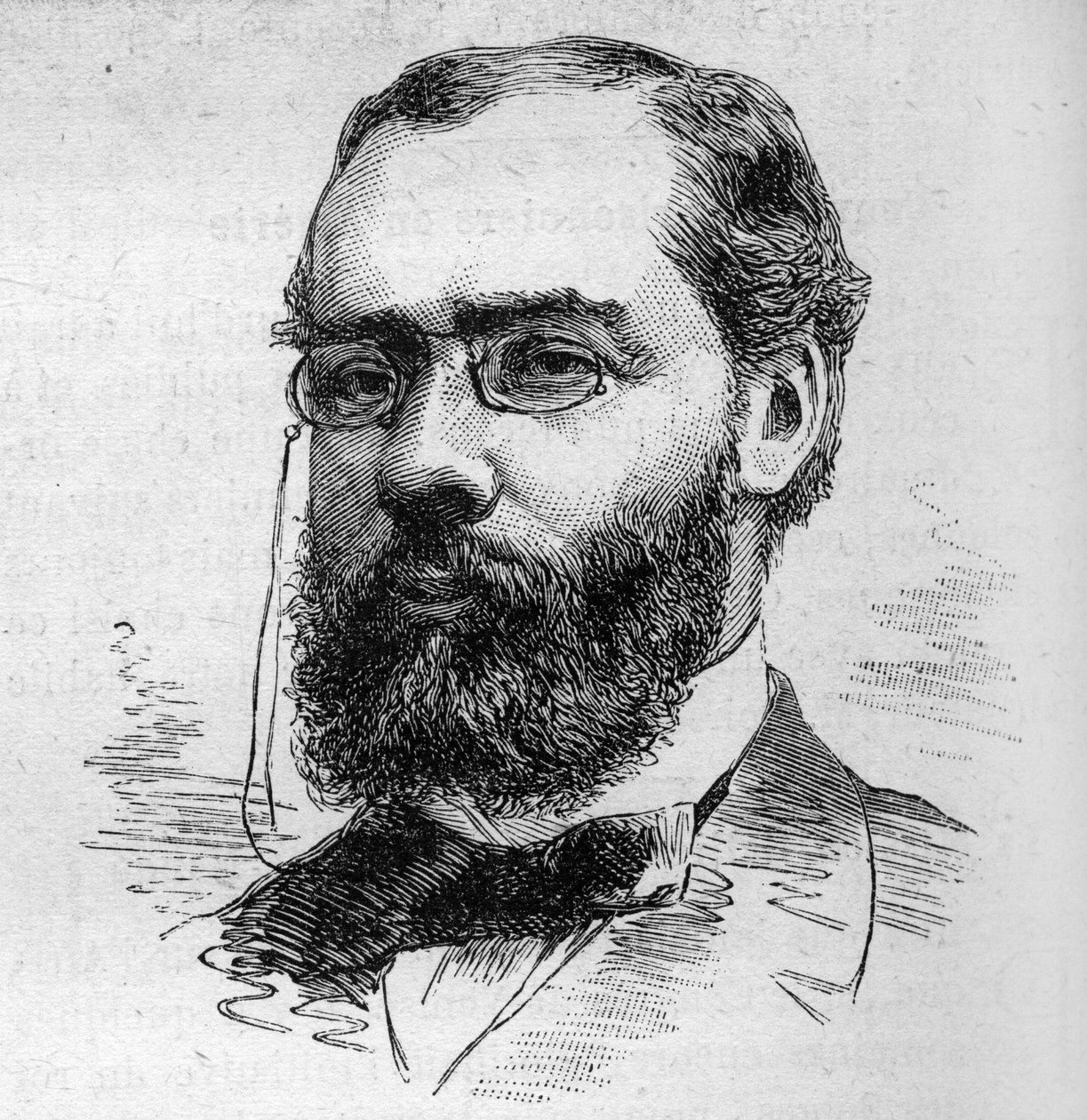 صورة لموريس روفير (1842-1911) ، محامٍ فرنسي ، مصرفي ، صحفي وسياسي. نقش بوكور في "" Le Monde Illustré "" رقم 1287 بتاريخ 26 نوفمبر بواسطة إتيان غابرييل بوكورت