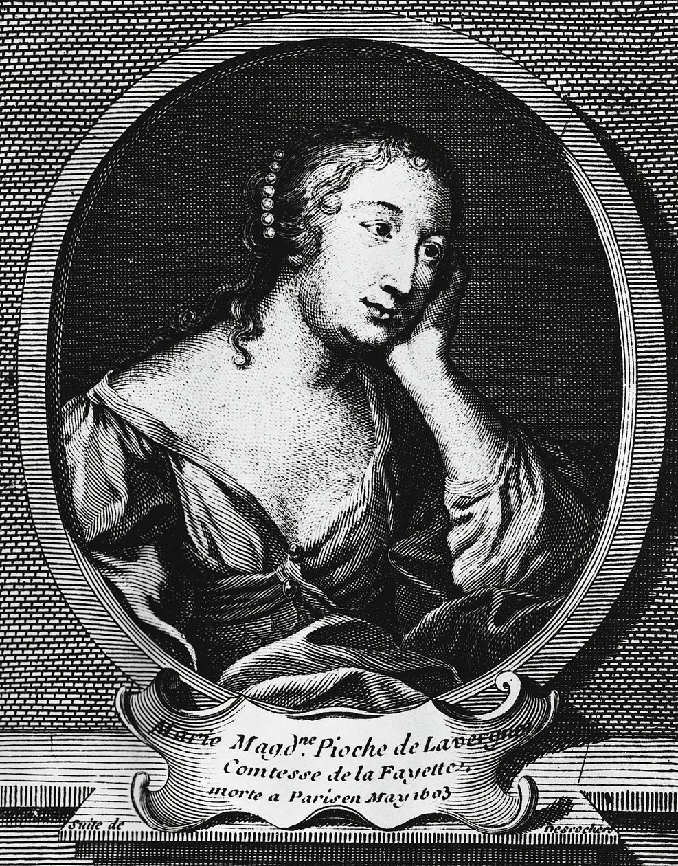 صورة ميدالية لماري مادلين بيوش دو لا فيرن ، كومتيس دو لا فاييت (1634-1693) ، روائي فرنسي ، نقش من قبل إتيان جيهاندير ديروشرز (1668-1741) بواسطة إتيان جيهاندير ديسوتشرز