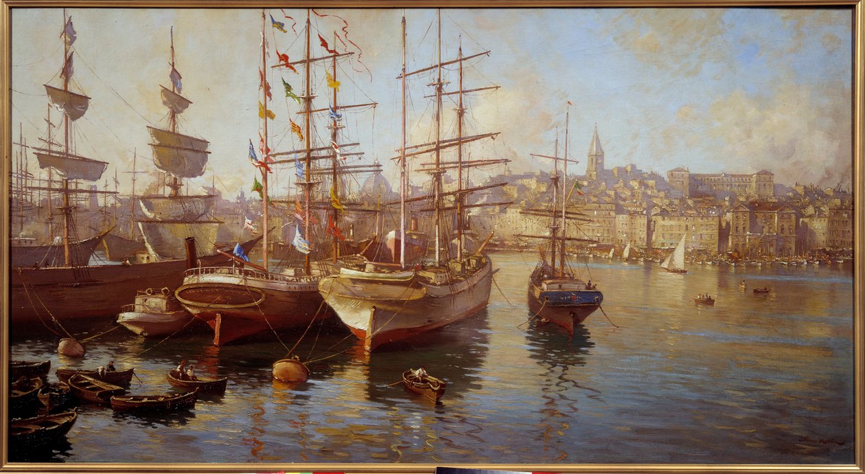 أقنعة البرتقال. (منظر لميناء مرسيليا). لوحة إتيان مارتن (1858-1945) بواسطة إتيان فيليب مارتن