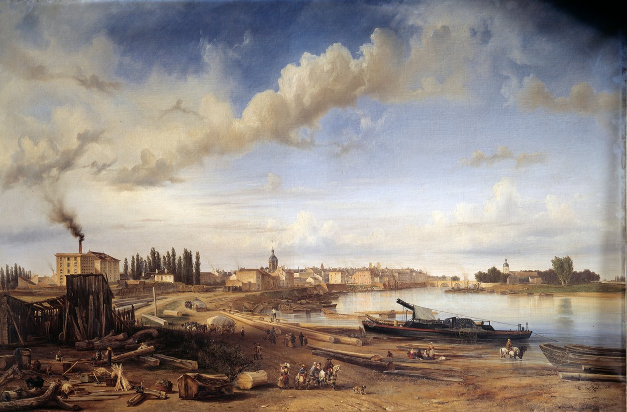 بلدة Chalons sur Saone (Chalons-sur-Saone). لوحة إيتيان رافورت (1802-1895) بواسطة إتيان رافورت
