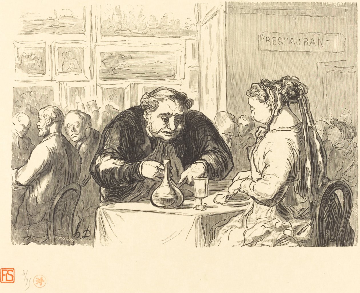 في بوفيه معرض الفنون الجميلة بواسطة إتيان بعد Honoré Daumier