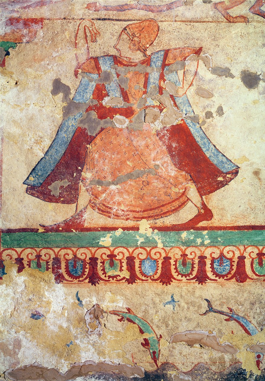 راقصة ، من مقبرة الأسود ، c.520 قبل الميلاد (لوحة جدارية) بواسطة إتروسكان