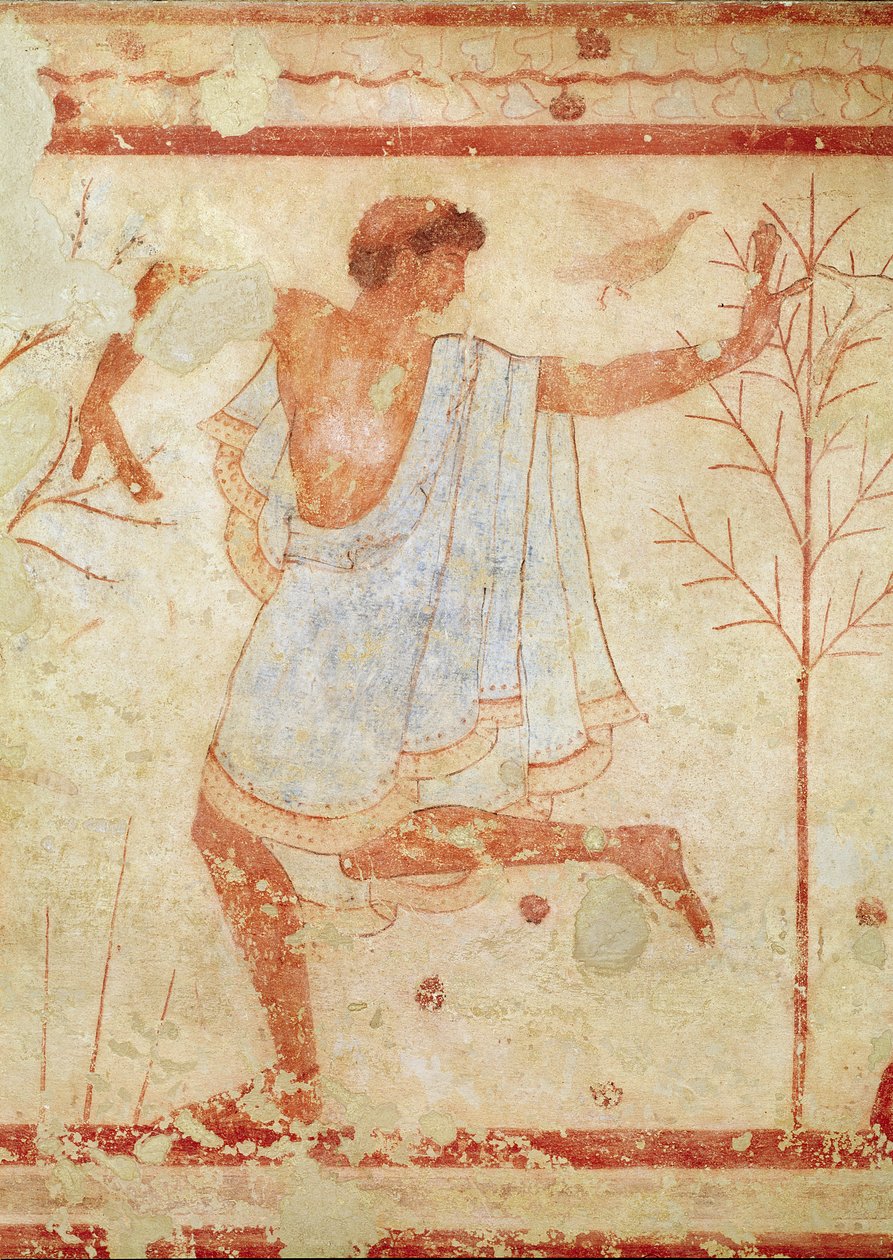 راقصة في تونك أزرق من قبر التريلينيوم ، c.470 قبل الميلاد (لوحة جدارية) بواسطة إتروسكان