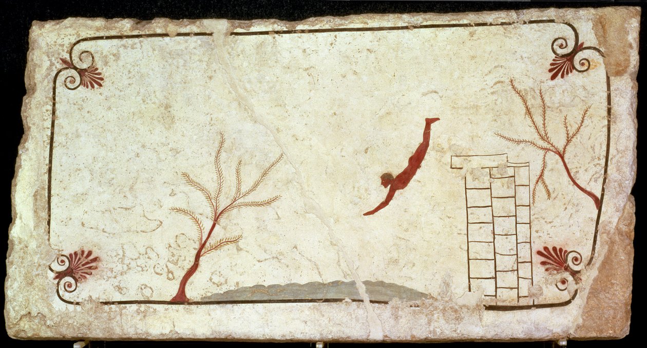رسم من قبر الغطاس من المقبرة الجنوبية في بيستوم ، 480-470 قبل الميلاد بواسطة إتروسكان