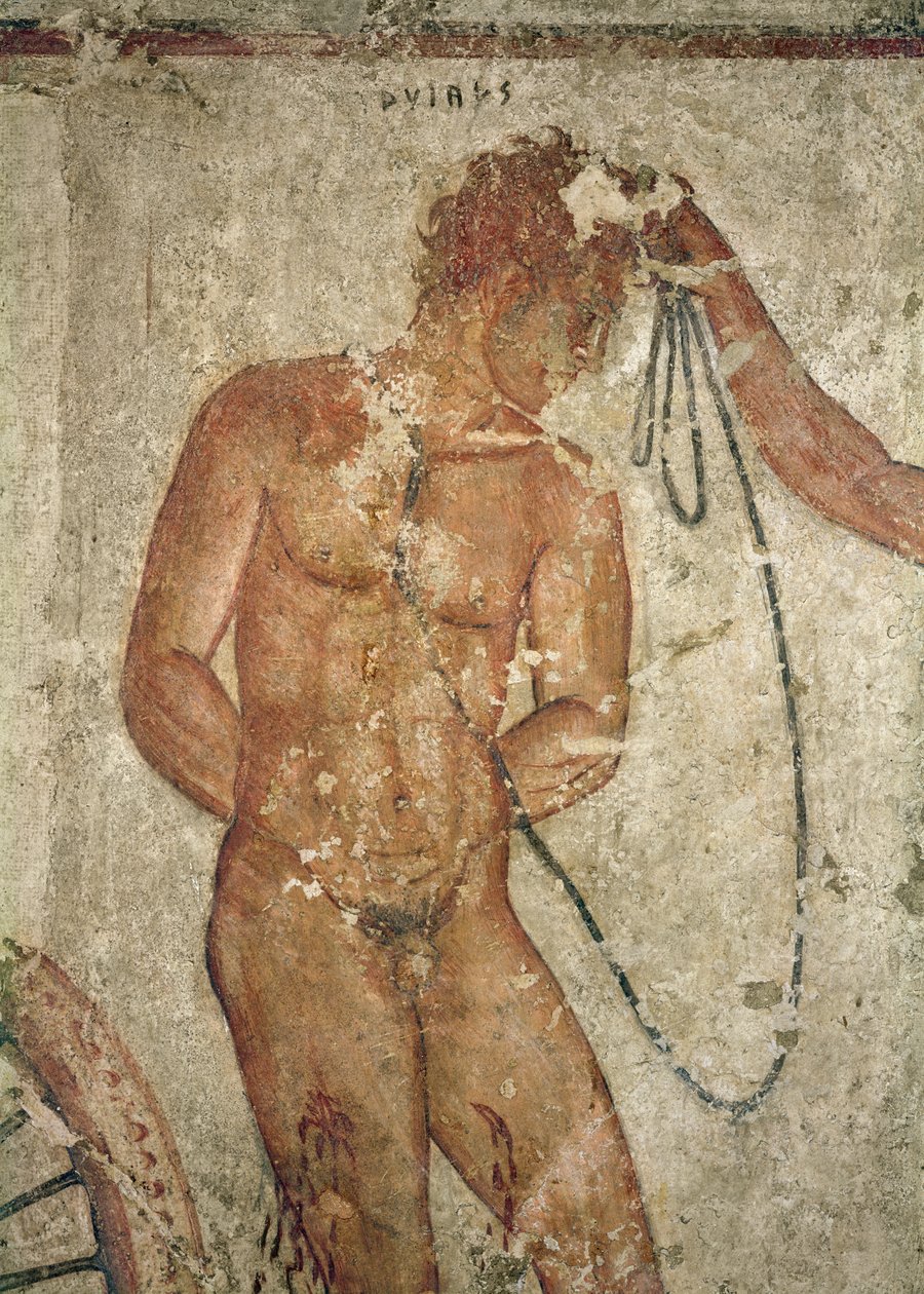 تفاصيل سجين طروادة ، من قبر فرانسوا في فولشي ، حوالي 320-280 قبل الميلاد (في الهواء الطلق) بواسطة إتروسكان
