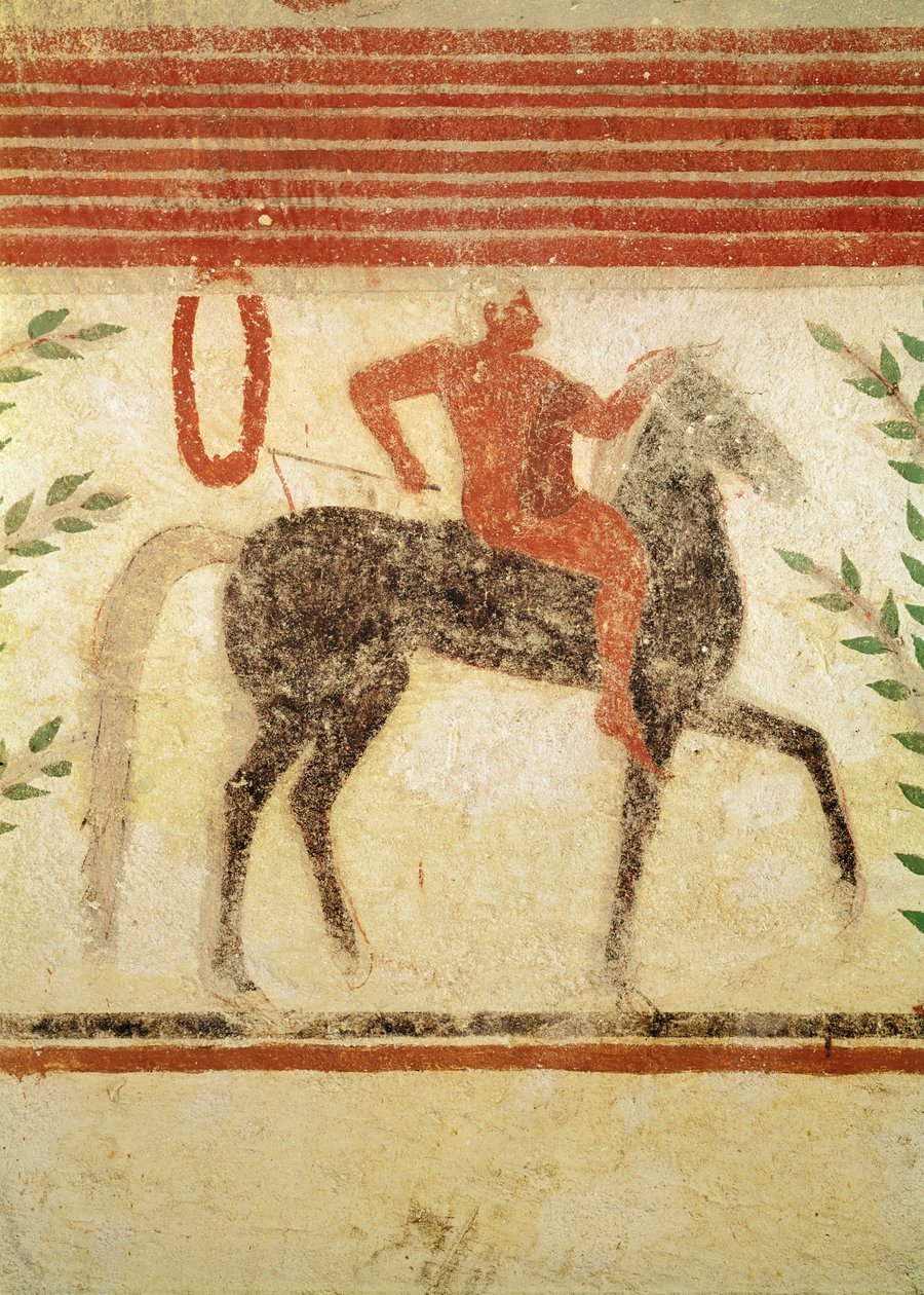 فارس ، الجانب الأيسر ، من قبر البارون ، حوالي 500 قبل الميلاد (رسم جداري) بواسطة إتروسكان