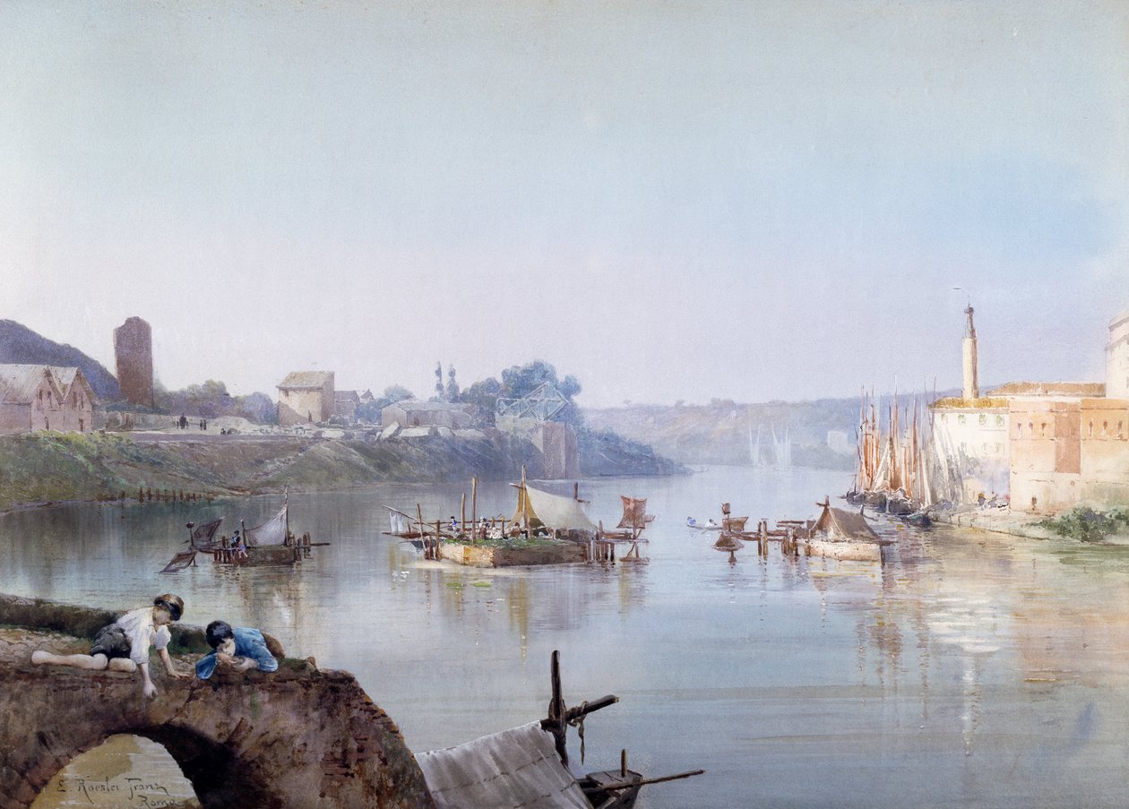 صيادون في ريبا غراندي ، بواسطة إيتوري روسلر فرانز (1845-1907) ، ألوان مائية. بواسطة إيتوري روزلر فرانز