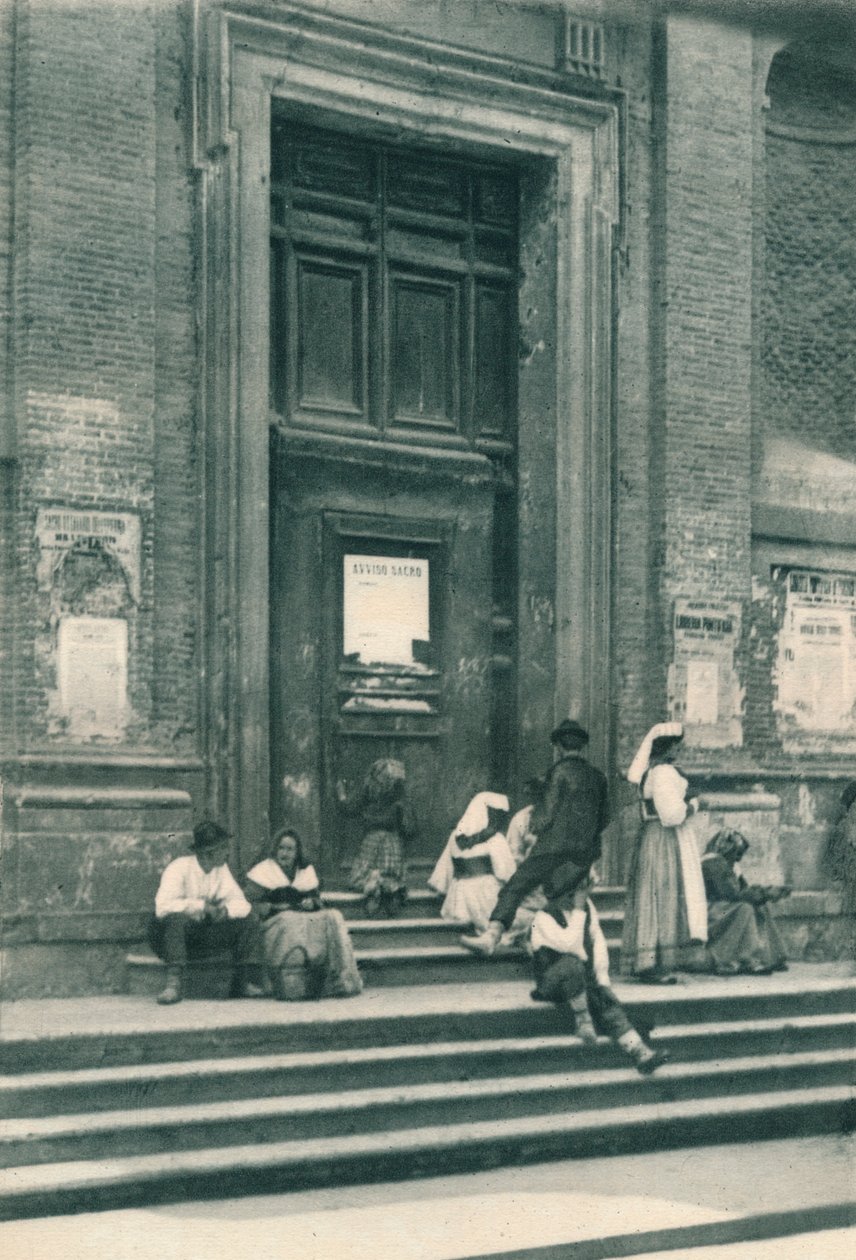 ملتقى لنماذج الفنانين أمام كنيسة في Via Babuino ، روما ، إيطاليا ، 1927 بواسطة يوجين بوبيل