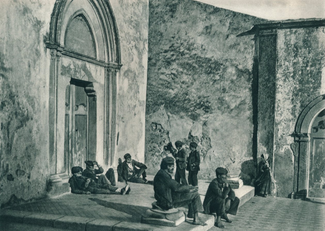 استراحة خارج الكنيسة ، تاورمينا ، صقلية ، إيطاليا ، 1927 بواسطة يوجين بوبيل