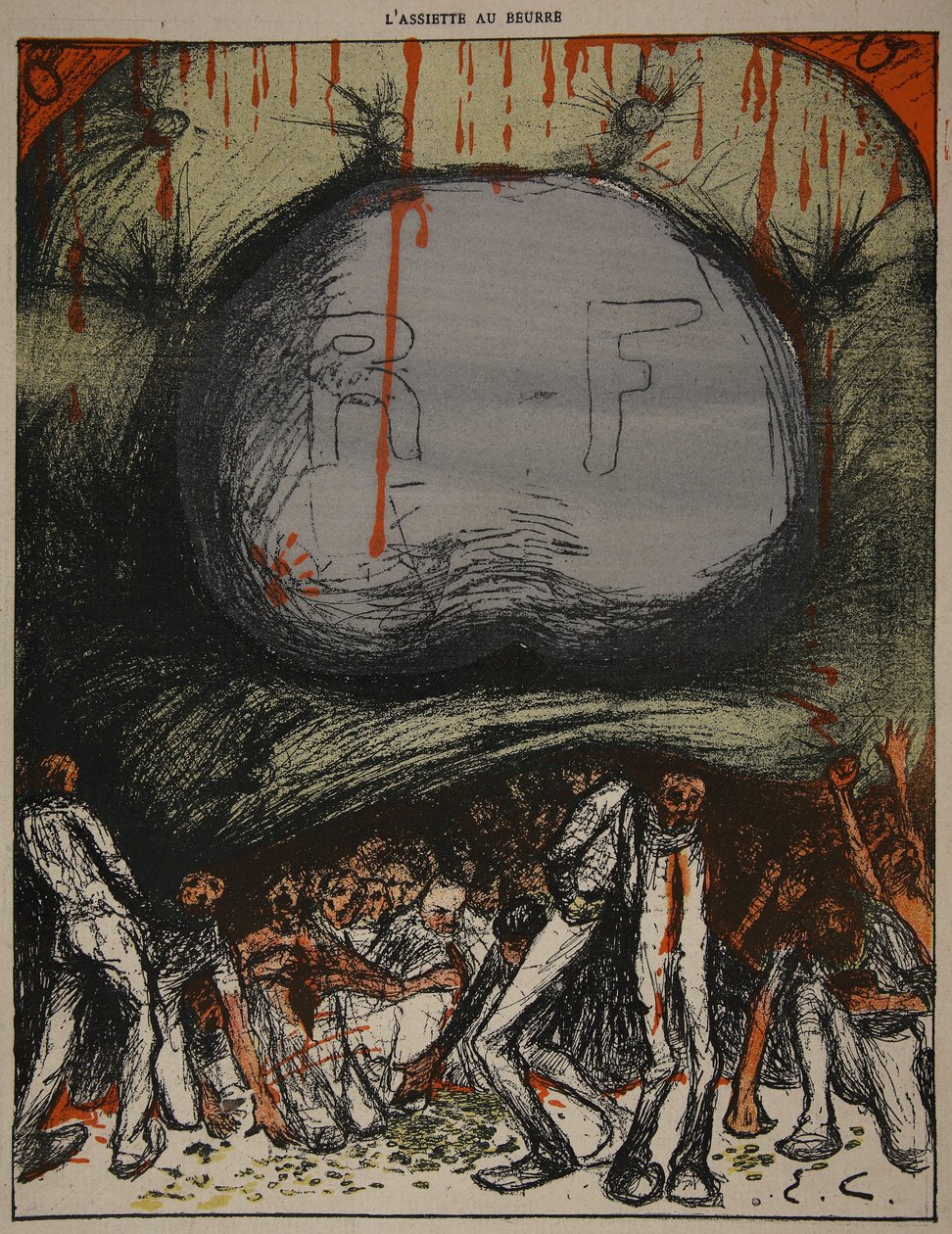 رسم توضيحي من "لوحة الزبدة: المسؤولون" ، 9 أغسطس 1902 بواسطة يوجين كادل