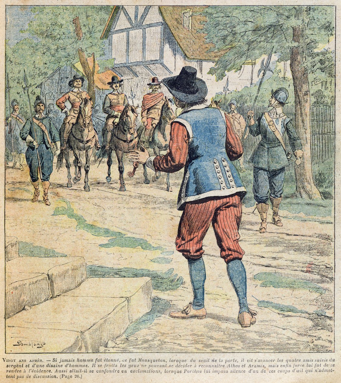 الغلاف الأمامي لسلسلة من "Vingt Ans Apres" بقلم ألكسندر دوماس بير (1803-70) من "Journal des Romans Populaires Illustres" ، c.1900 بواسطة يوجين دامبلانز