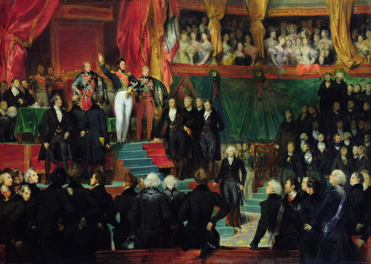 أدى لويس فيليب (1773-1850) اليمين كملك أمام مجلس النواب ، 9 أغسطس 1830 بواسطة يوجين ديفيريا