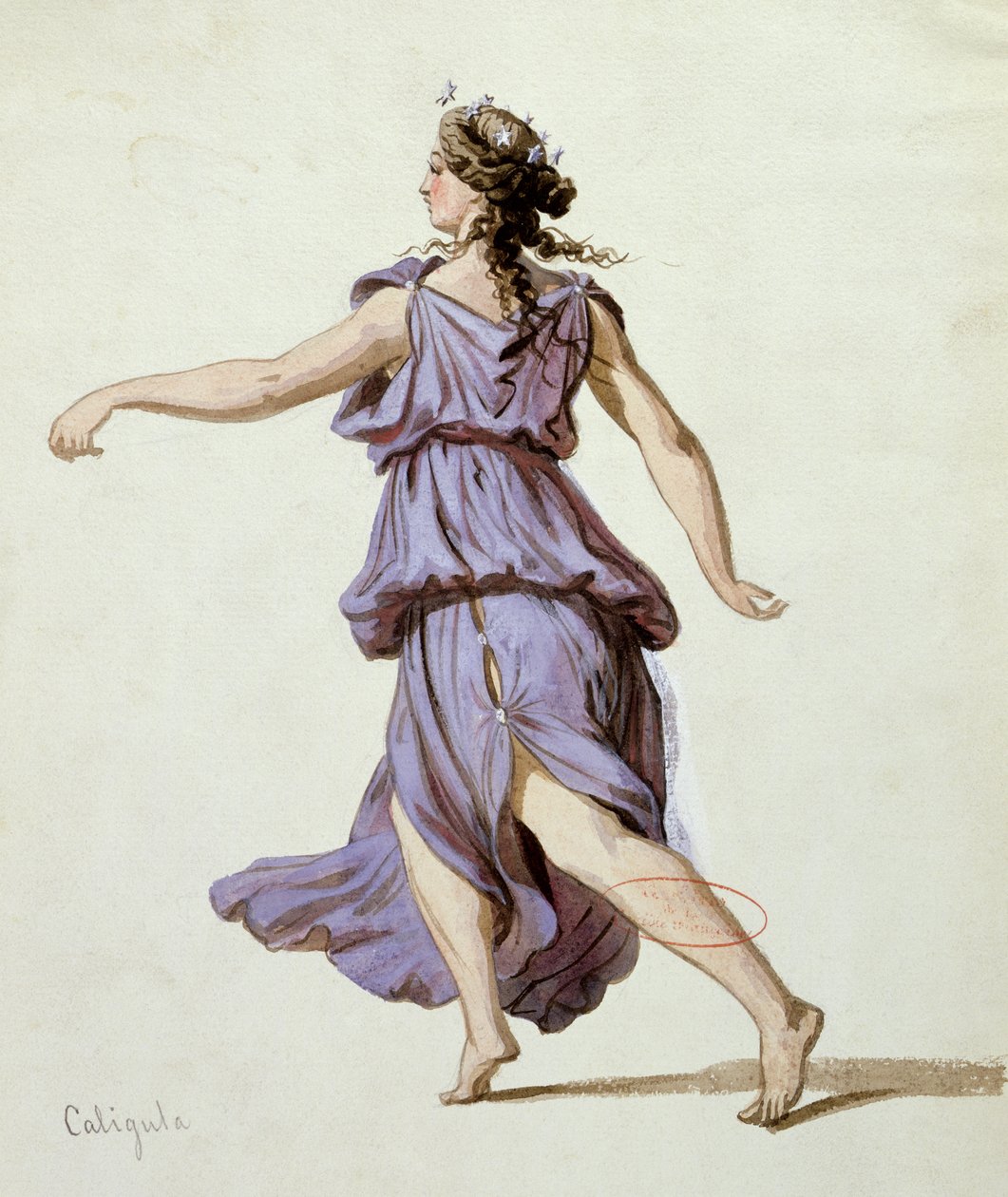 ساعة ليلية ، تصميم أزياء للإنتاج الأول لـ "كاليجولا" من قبل الكسندر دوماس (1802-70) في الكوميديا الفرنسية ، ديسمبر 1837 بواسطة بيير فرانسوا يوجين جيرود