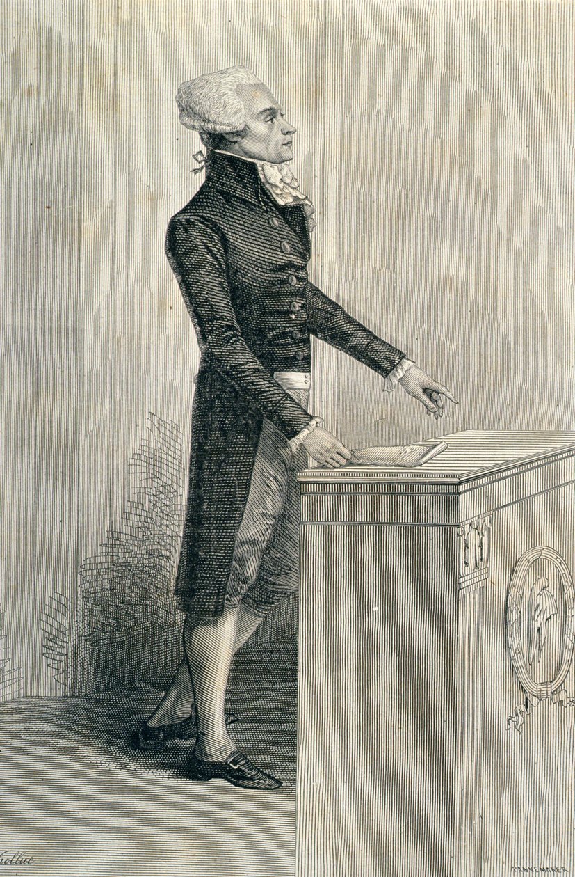 Maximilien de Robespierre (1758-94) Orating ، منقوش بواسطة Stephane Pannemaker (1847-1930) بواسطة يوجين جوزيف فيولات
