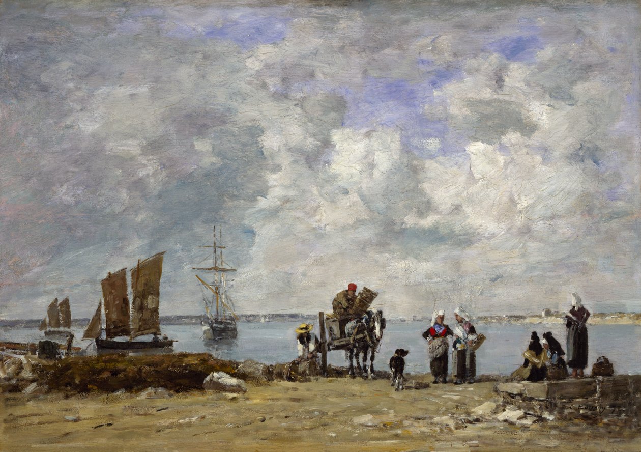 زوجات الصيادين على شاطئ البحر ، 1872 بواسطة يوجين لويس بودين