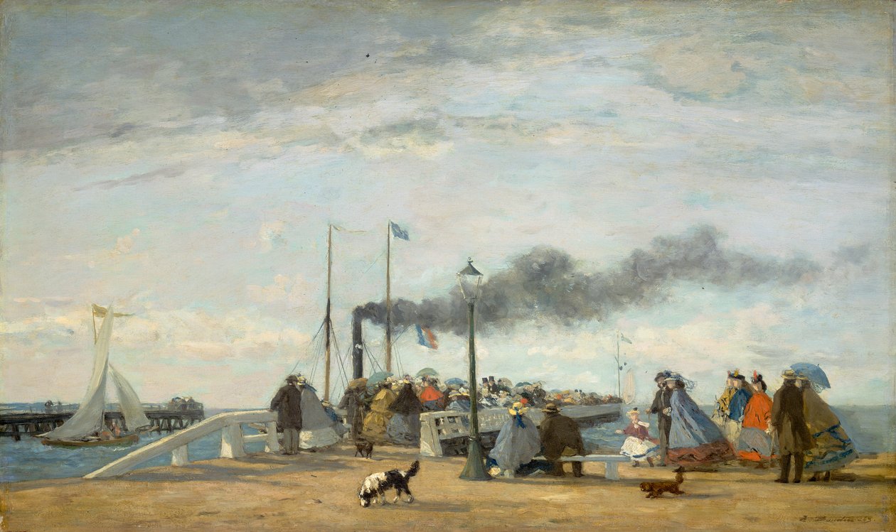 رصيف جيتي وارف في تروفيل 1863 (زيت على خشب) بواسطة يوجين لويس بودين