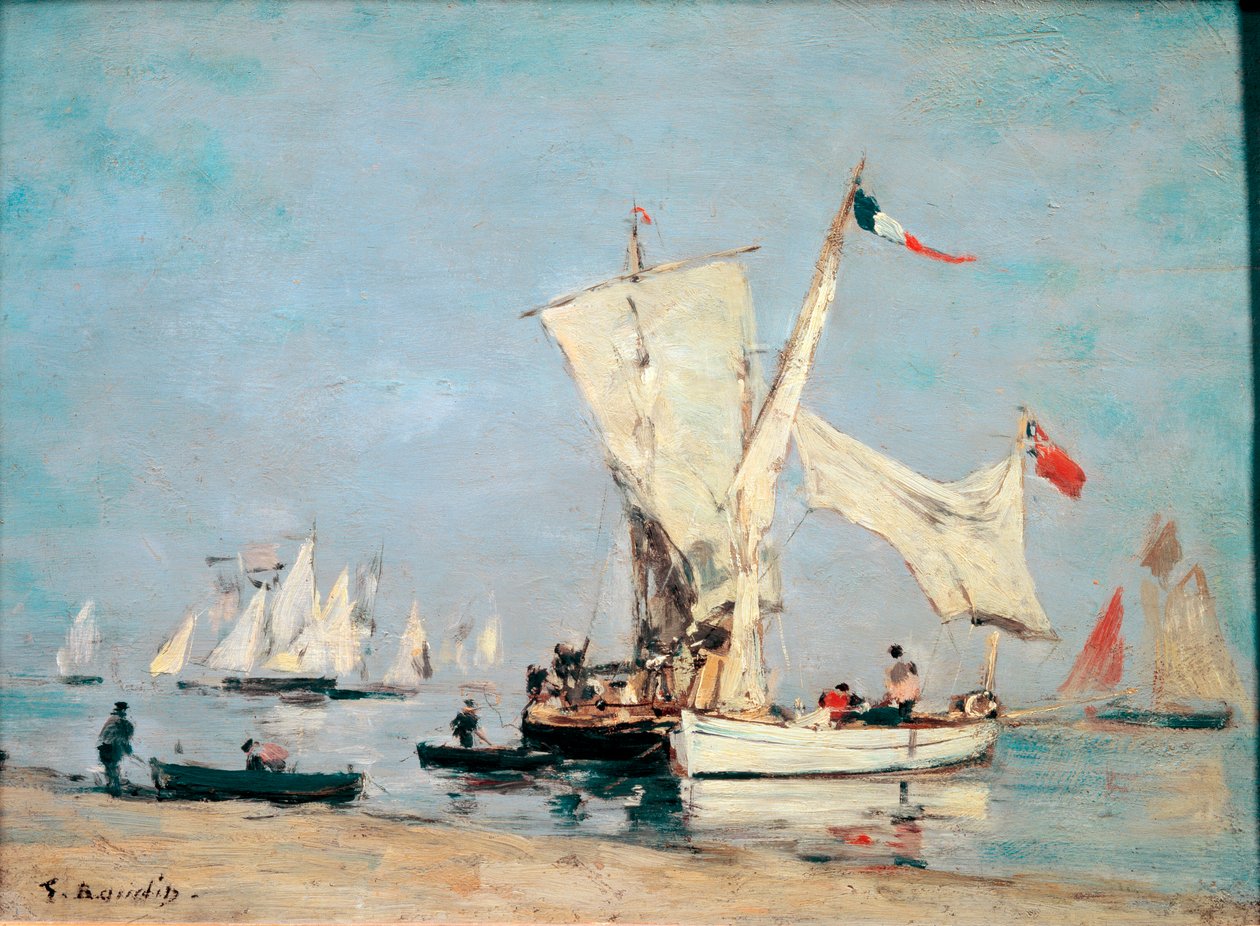 المراكب الشراعية ، حوالي عام 1869 ، لوحة بواسطة يوجين لويس بودين (1824-1898) ، الشمس: 0،24x0،31 م ، باريس ، Musee dOrsay - "" القوارب الشراعية "، ج ، 1869 ، زيت على الخشب بواسطة يوجين لويس بودين (1824 -1898) ، الأحد: 0،24x0،31 م ، بواسطة يوجين لويس بودين