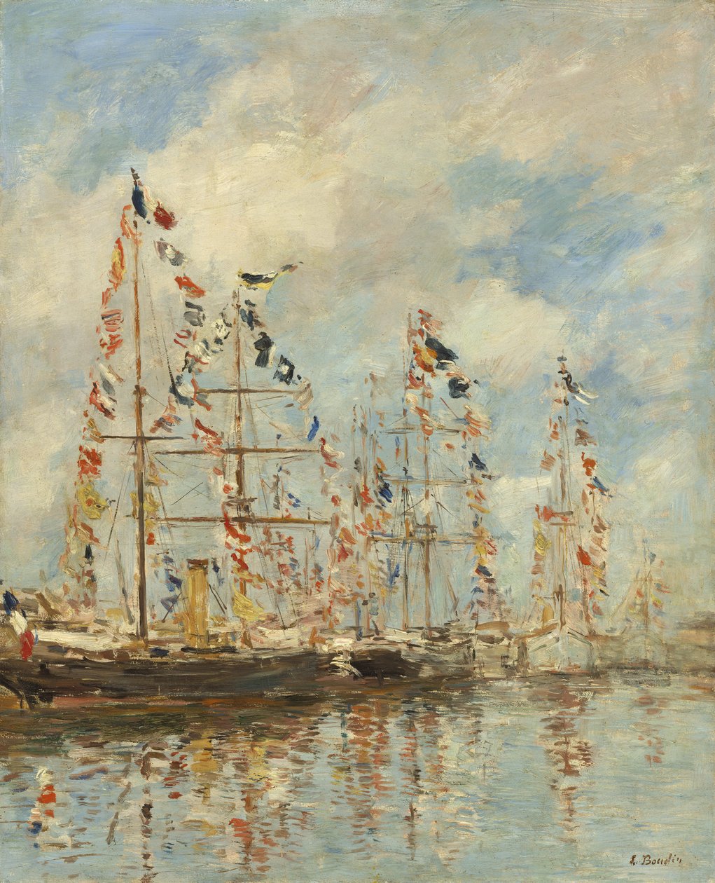حوض اليخوت في تروفيل دوفيل ، 1895-6 (زيت على خشب) بواسطة يوجين لويس بودين