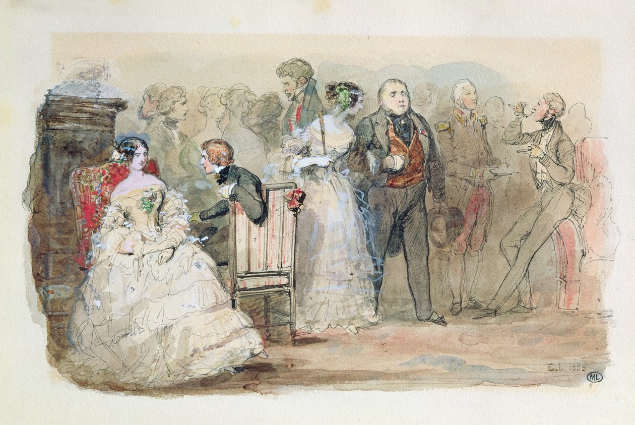 حفل استقبال خلال عهد لويس فيليب (1830-1848) 1832 (قلم وحبر ومرحاض على ورق) بواسطة يوجين لويس لامي