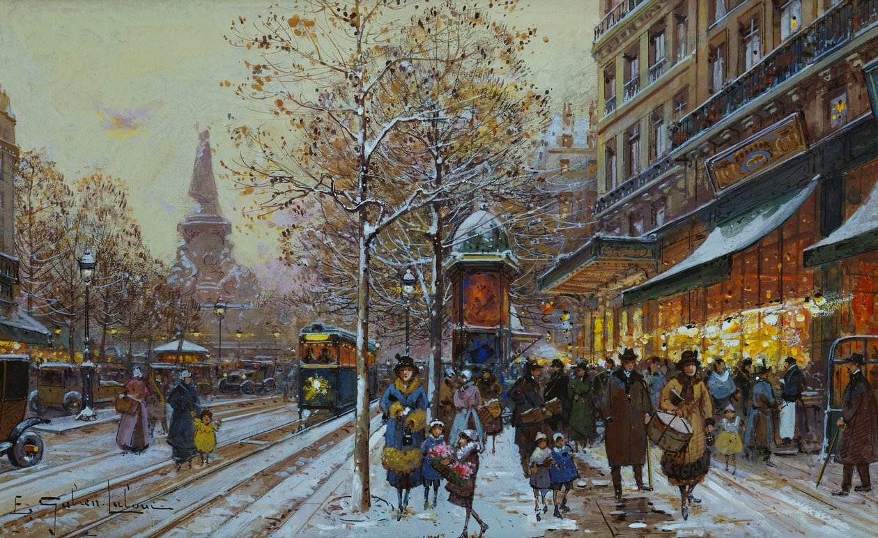 Place de la Republique ، باريس (الفحم واللون الجسدي على الورق) بواسطة يوجين جاليان لالو