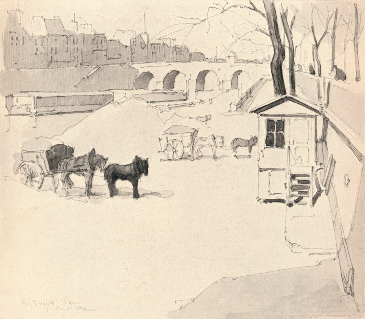 بونت ماري - الخيول والعربات ، 1915 بواسطة يوجين بيوت