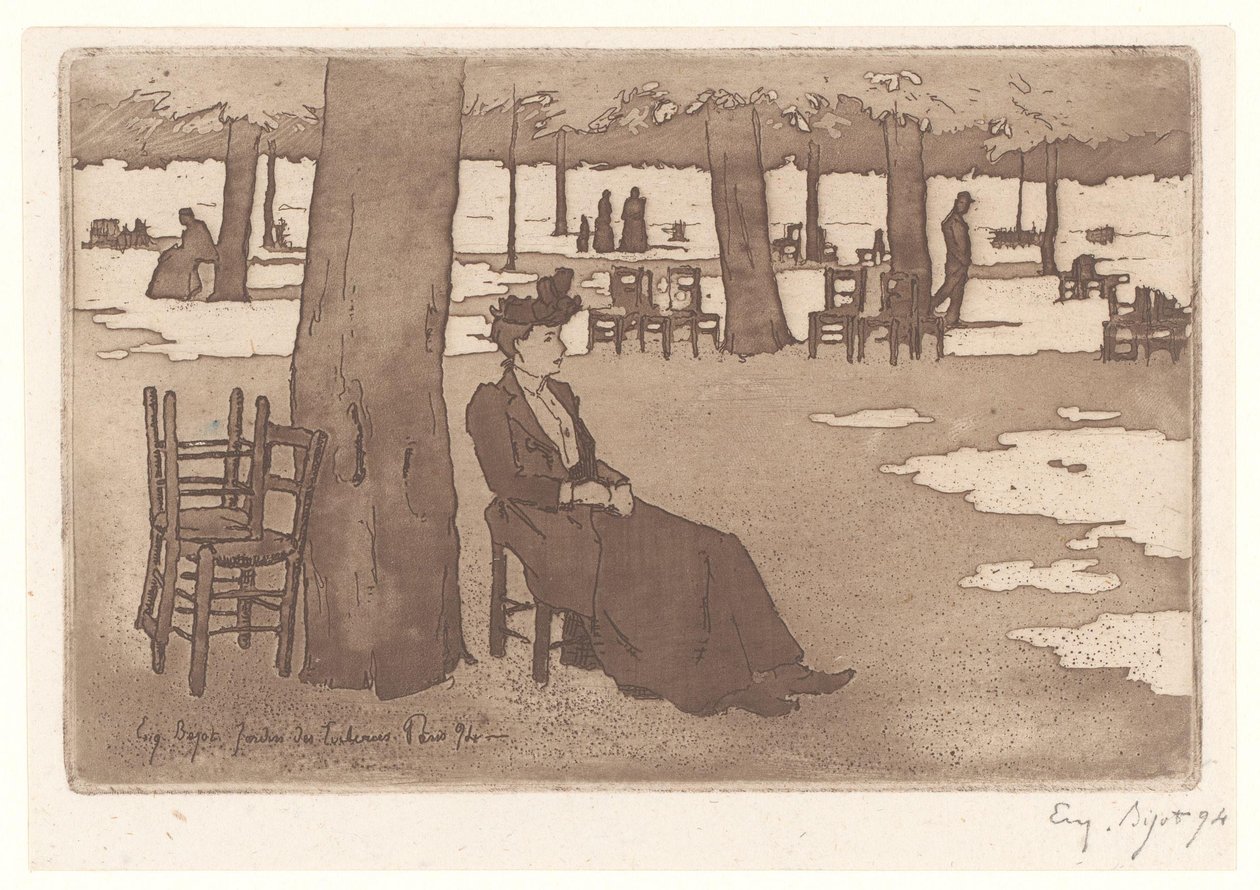 امرأة في حديقة التويلري في باريس Jardins des Tuileries Paris (العنوان على الكائن) بواسطة يوجين بيوت