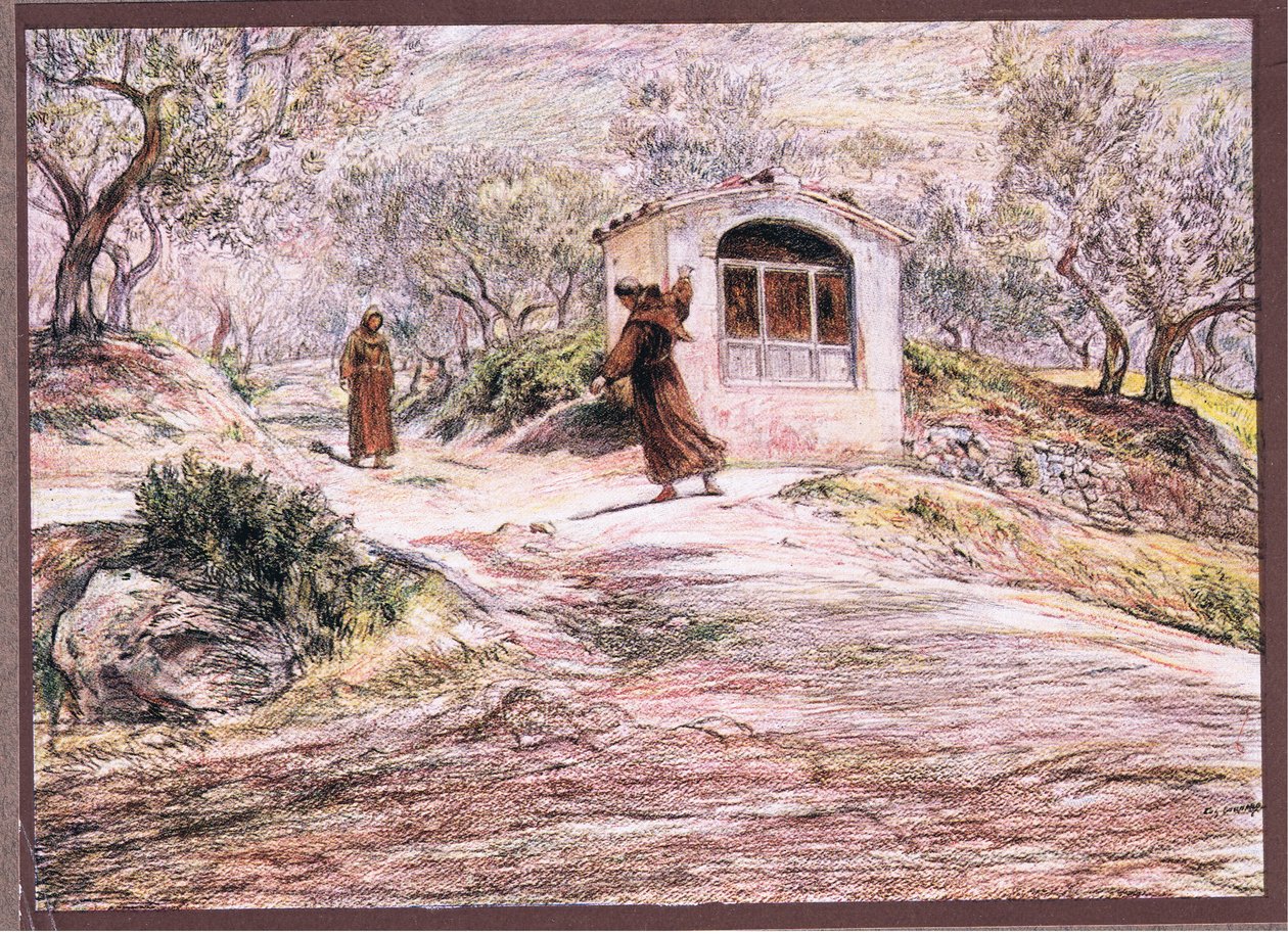 سانت فرانسيس يجعل Friar Masseo يستدير عدة مرات ليجد الطريق الذي يجب أن يسلكه ، 1919 بواسطة يوجين بورنان