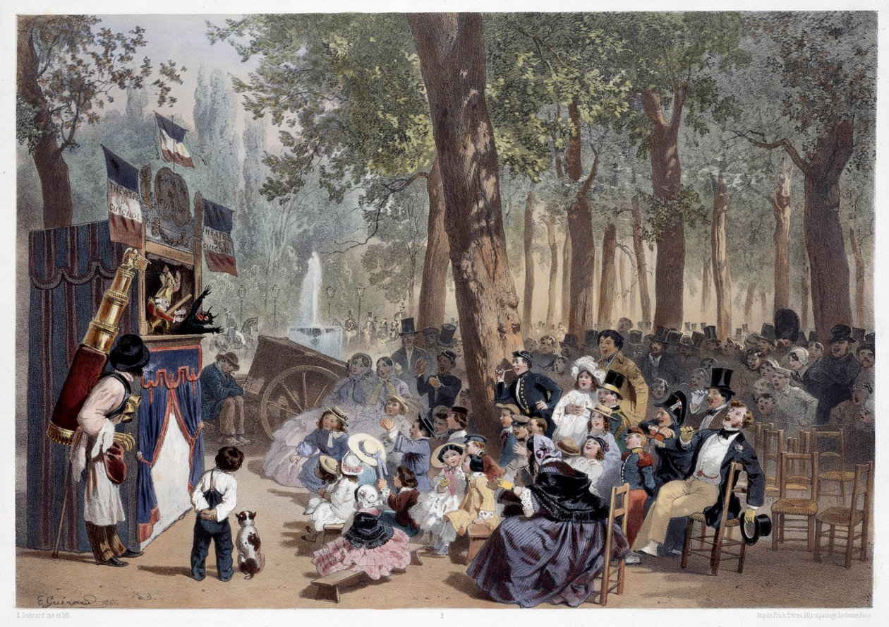 عرض الغينول في الشانزليزيه في باريس في القرن التاسع عشر. طبعات من قبل يوجين جيرارد (1821-1866) القرن التاسع عشر في باريس ، متحف كارنافالي بواسطة يوجين تشارلز فرانسوا جيرارد