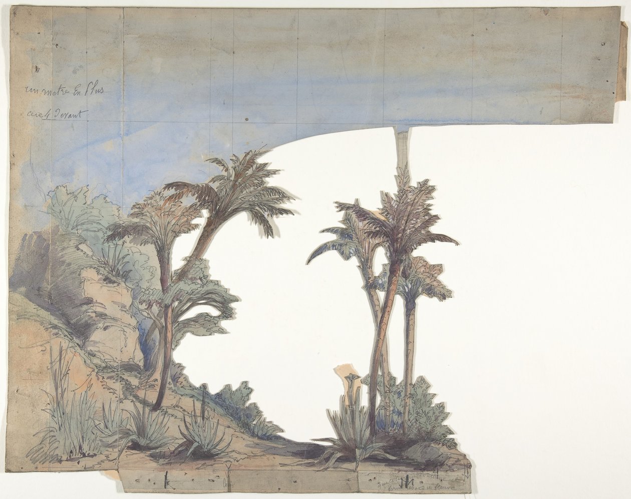 تصميم لمجموعة مسرح في أوبرا ، باريس ، 1828-90. بواسطة يوجين سيشيري