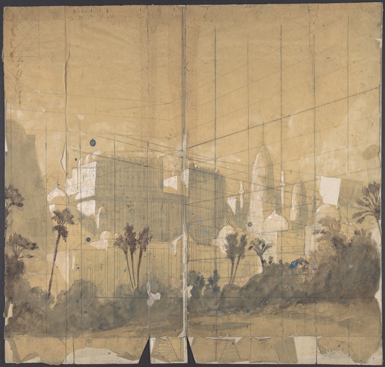 تصميم لمجموعة مسرح في أوبرا ، باريس ، 1828-90. بواسطة يوجين سيشيري