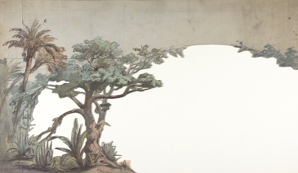 تصميم لمجموعة مسرح في أوبرا ، باريس ، 1828-90. بواسطة يوجين سيشيري