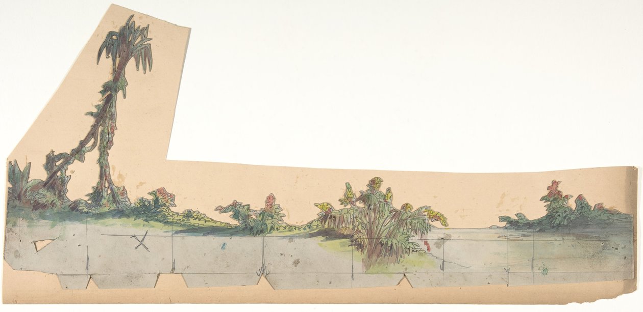 تصميم لمجموعة مسرح في أوبرا ، باريس ، 1828-90. بواسطة يوجين سيشيري