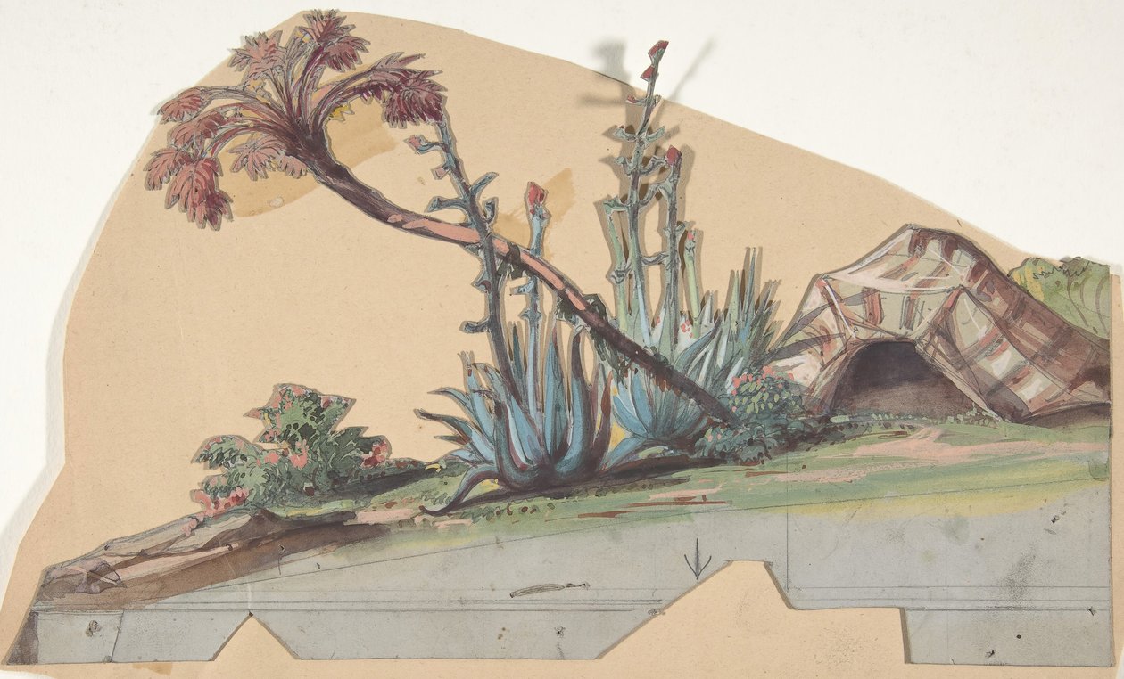 تصميم لمجموعة مسرح في أوبرا ، باريس ، 1830-90. بواسطة يوجين سيشيري