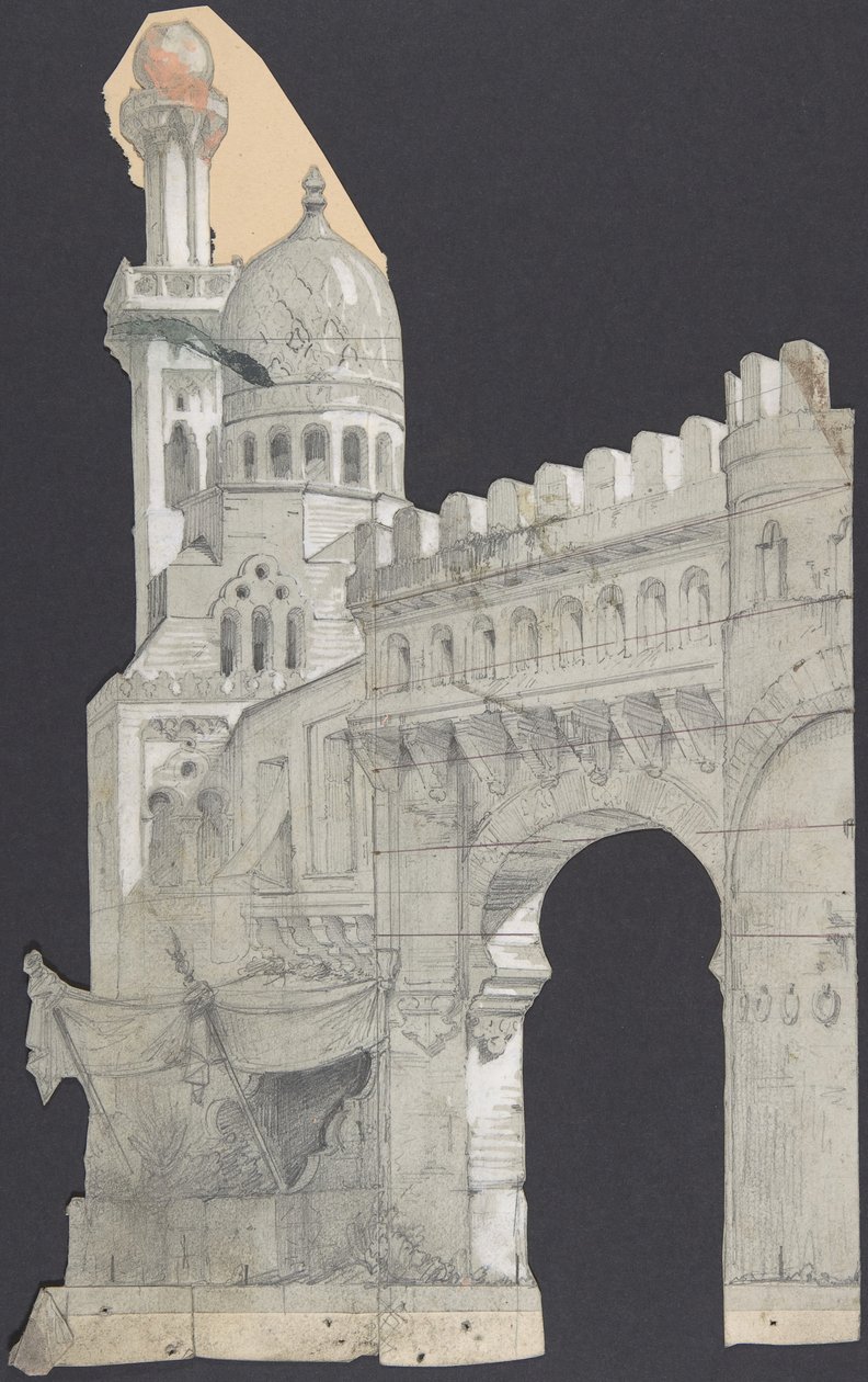 تصميم لمجموعة مسرح في أوبرا ، باريس ، 1830-90. بواسطة يوجين سيشيري