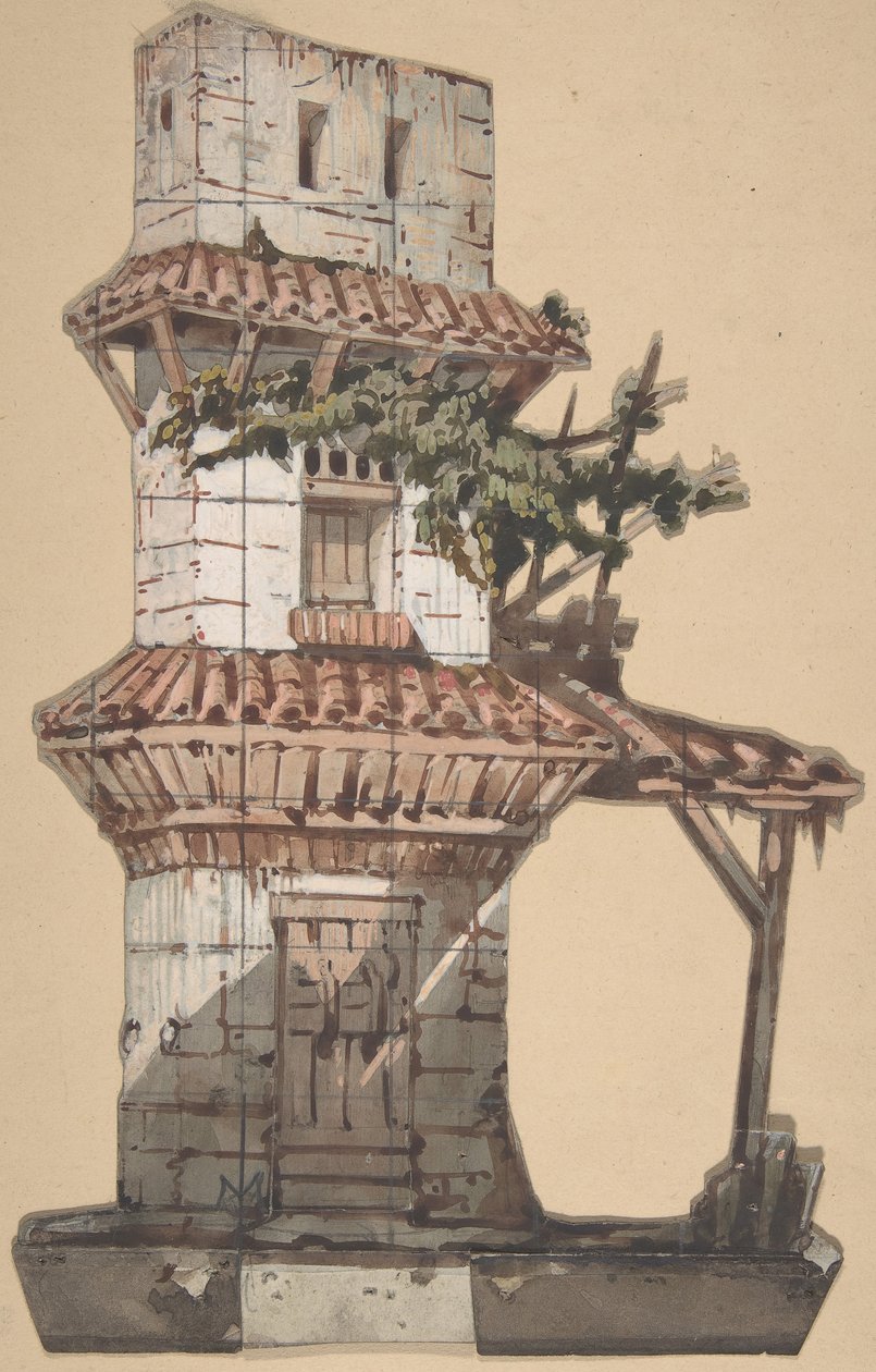 تصميم لمجموعة مسرح في أوبرا ، باريس ، 1830-90. بواسطة يوجين سيشيري