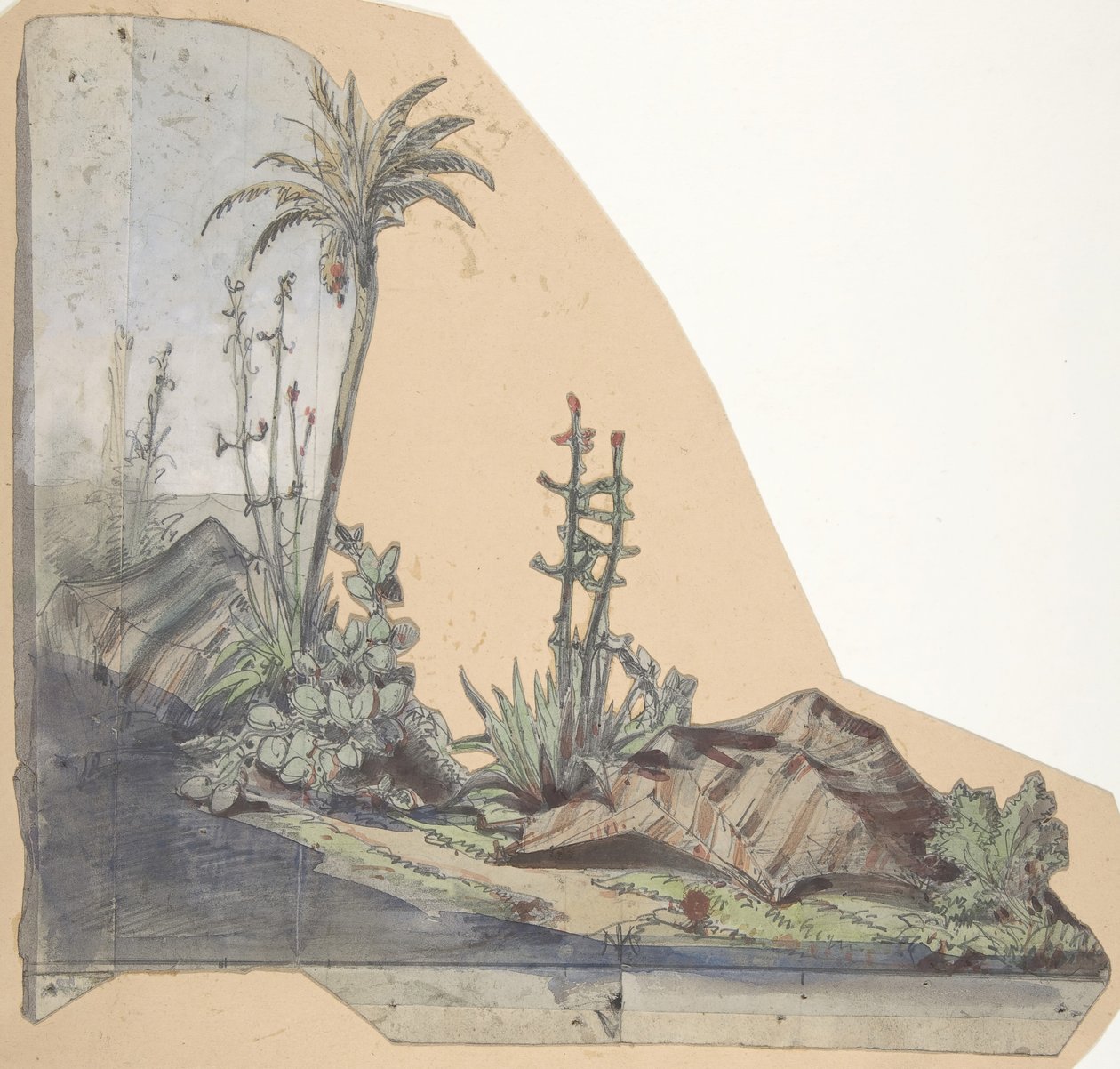 تصميم لمجموعة مسرح في أوبرا ، باريس ، 1830-90. بواسطة يوجين سيشيري