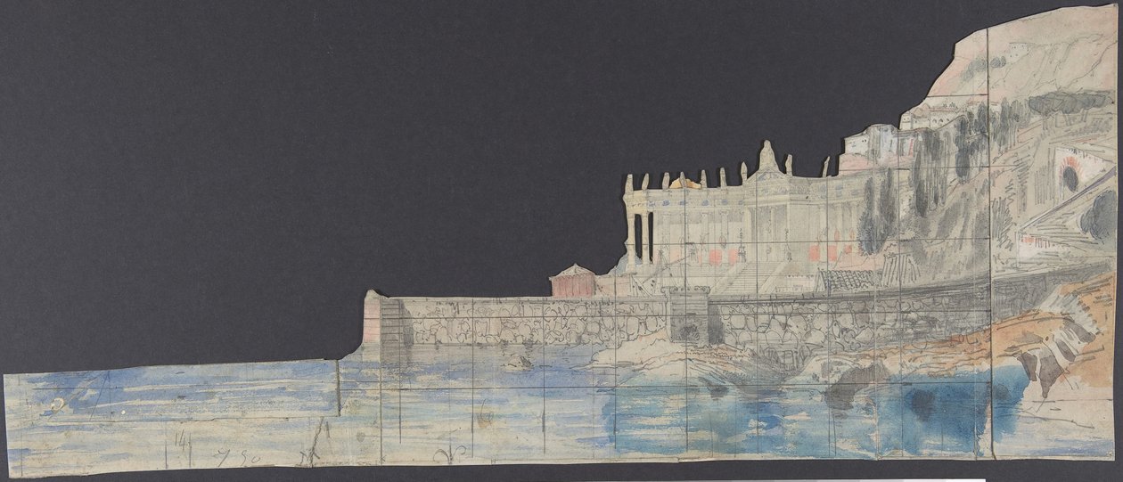 تصميم لمجموعة مسرح في أوبرا ، باريس ، 1830-90. بواسطة يوجين سيشيري