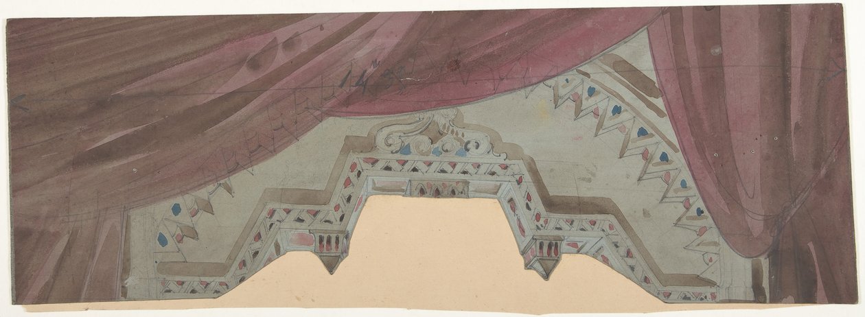تصميم لمجموعة مسرح في أوبرا ، باريس ، 1830-90. بواسطة يوجين سيشيري