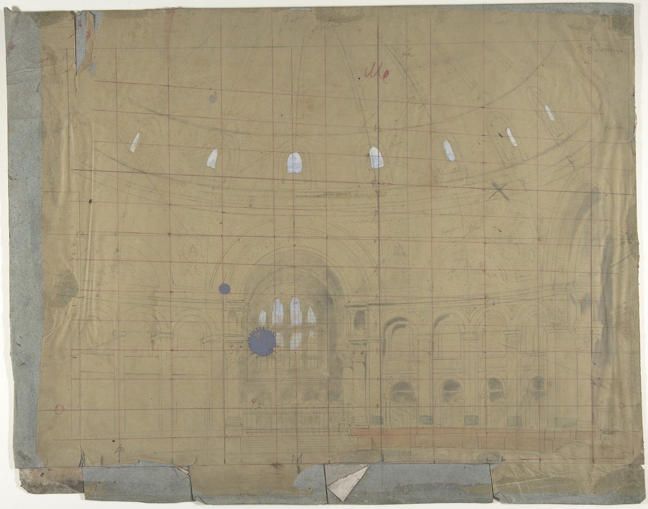 تصميم لمرحلة في الأوبرا ، باريس: الكنيسة الداخلية ، 1830-90. بواسطة يوجين سيشيري