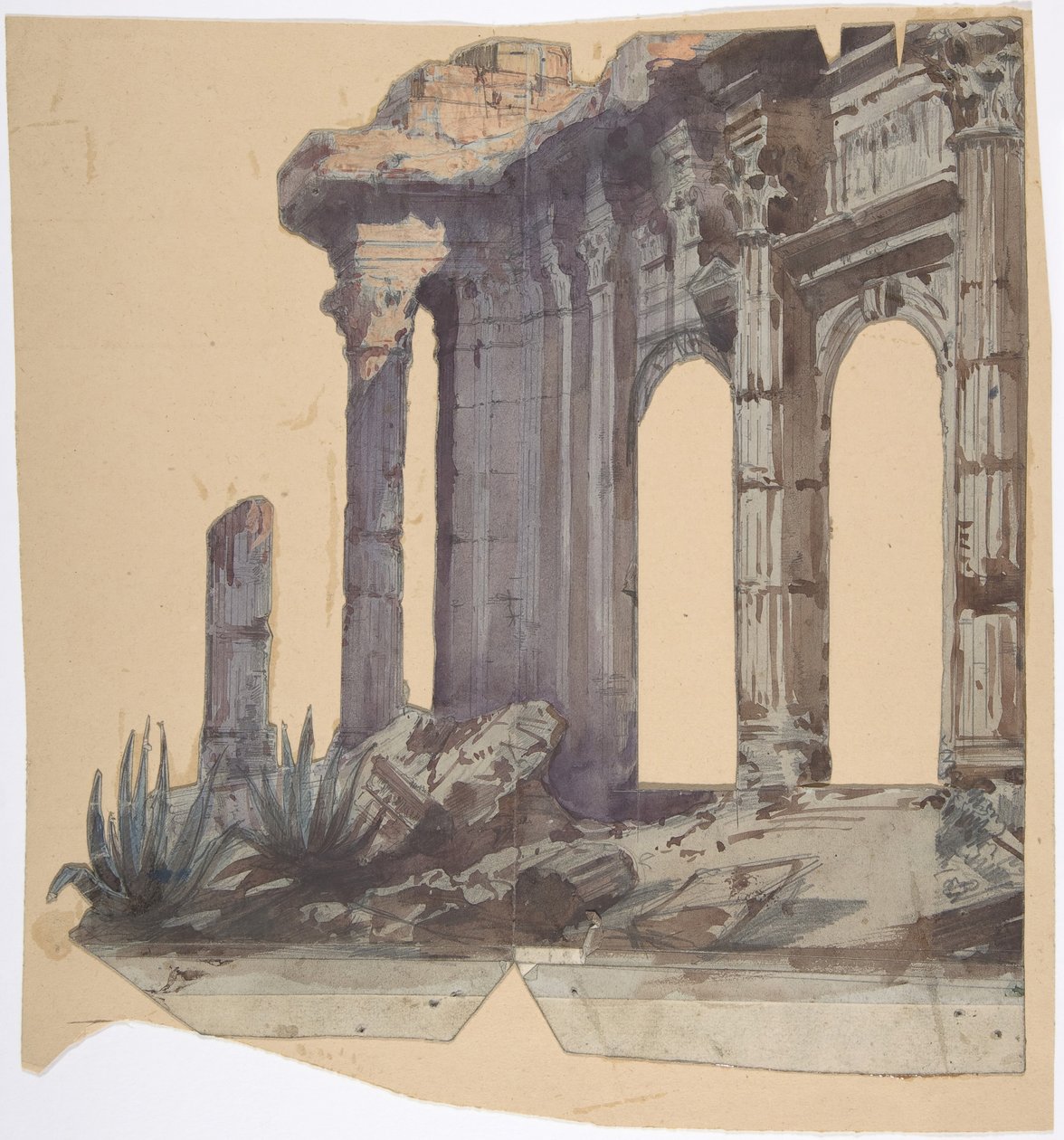 تصميم لمرحلة في الأوبرا ، باريس: عمود خارجي ، 1828-90. بواسطة يوجين سيشيري