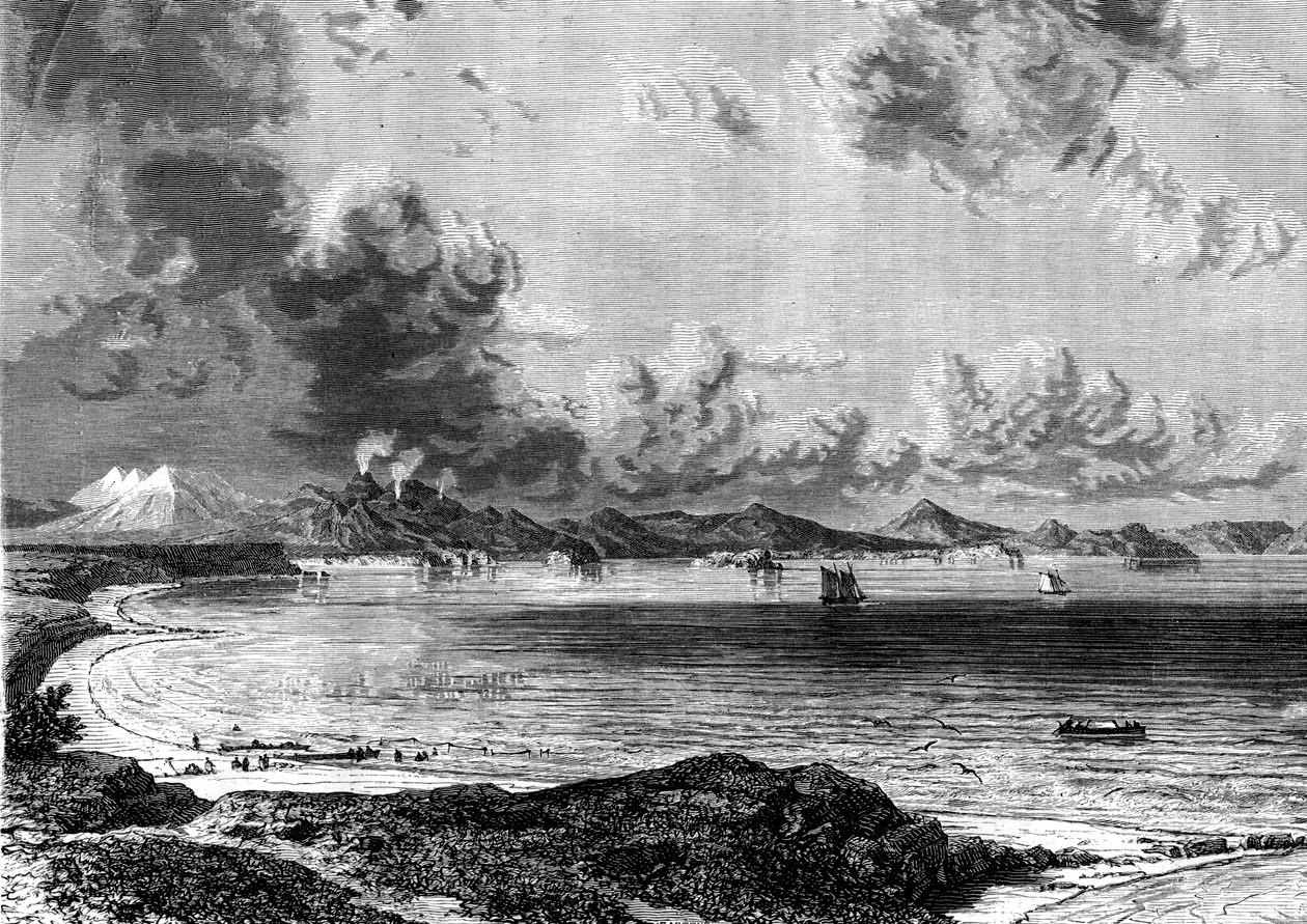 بحيرة تاوبو ، الجزيرة الشمالية ، نيوزيلندا ، 1886. بواسطة يوجين سيشيري