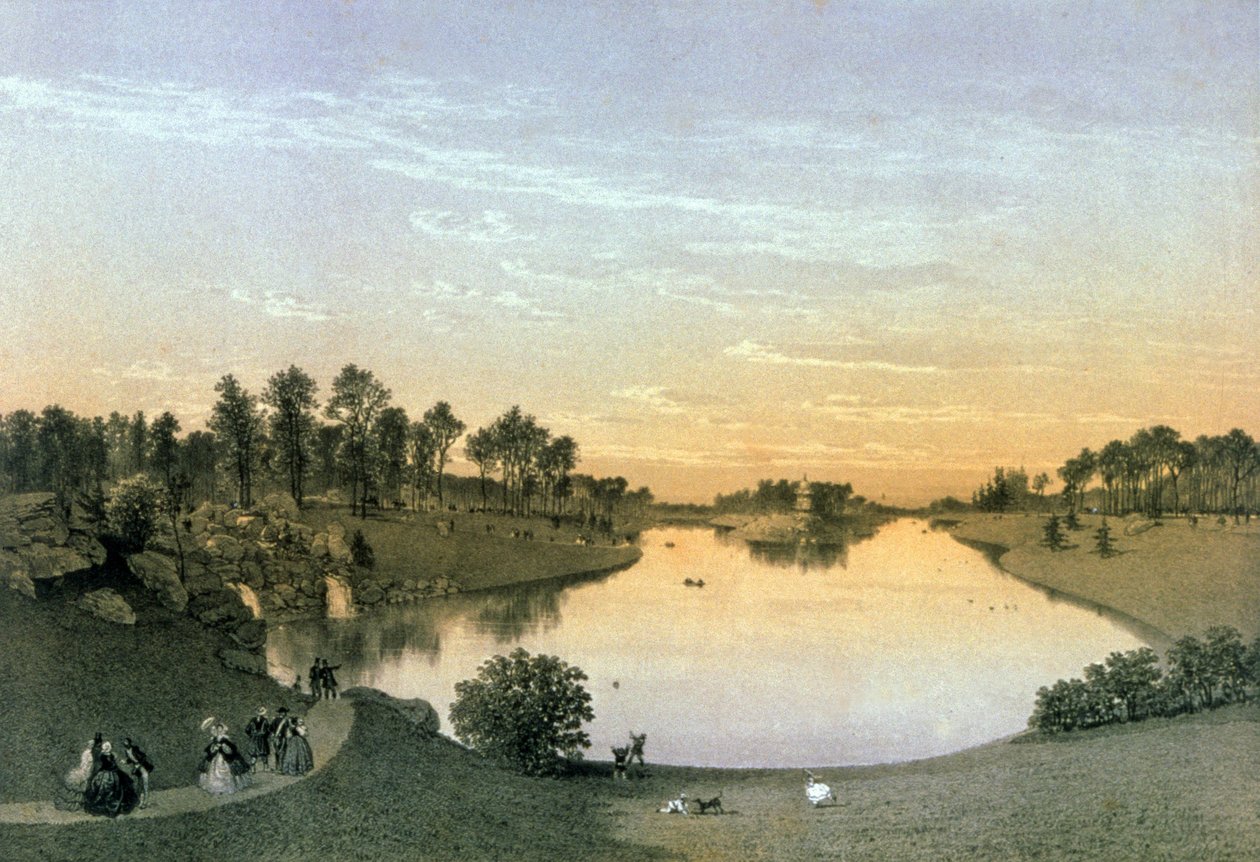 بحيرة في بوا دو بولوني، ج.1860 (نقش) بواسطة يوجين سيشيري